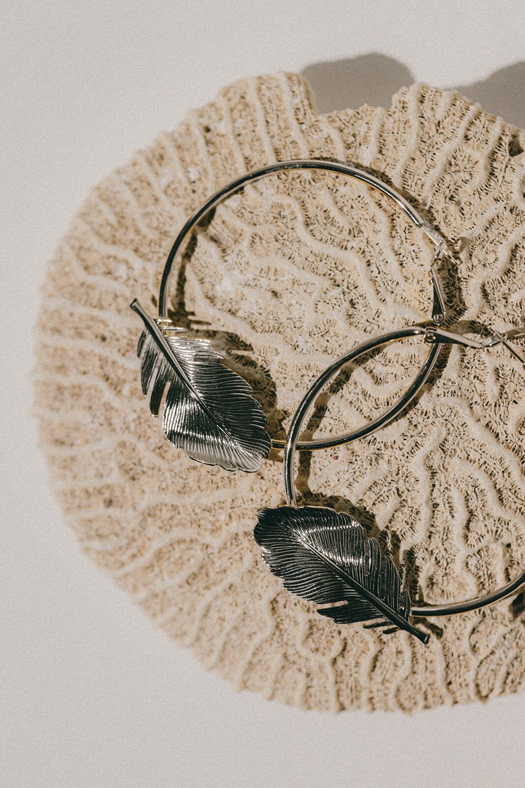 Silver-plated leaf hoop earrings MONSIEUR SIMONE Silver