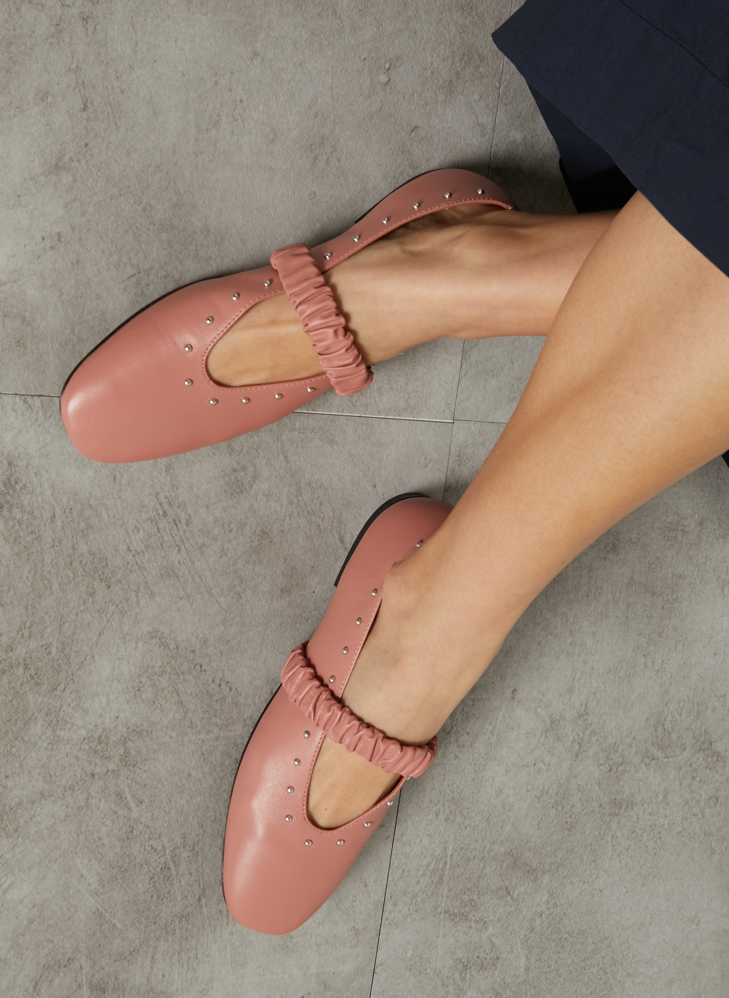 Ballet flats with leather studs SOCQUE PARIS Pink