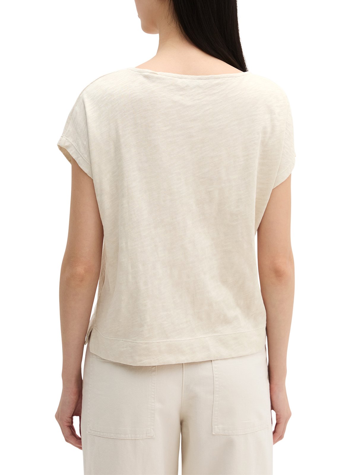 T-shirt met boothals in effen katoen. MARC O'POLO Beige