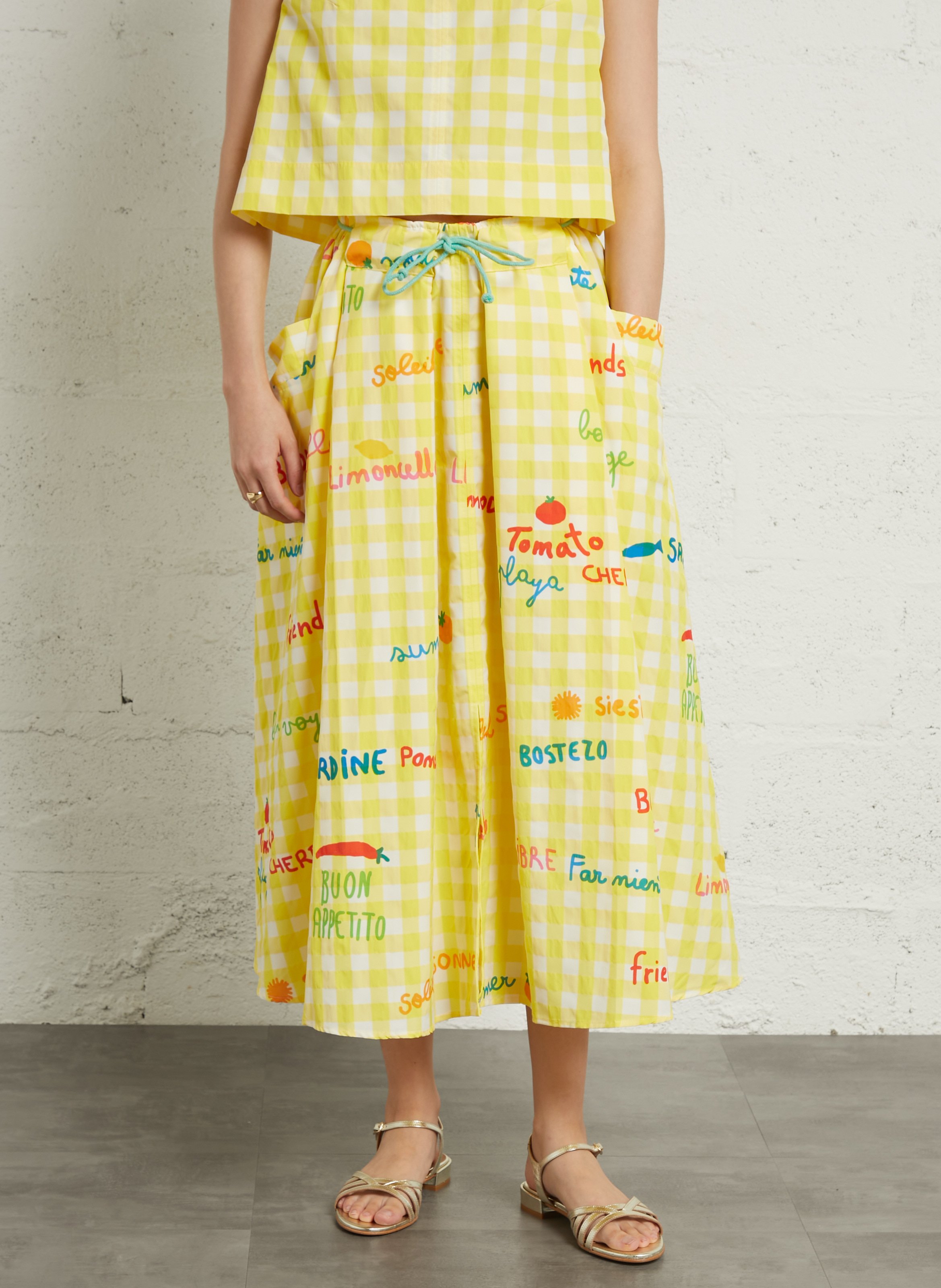 Flared midi skirt with patterns DR BLOOM