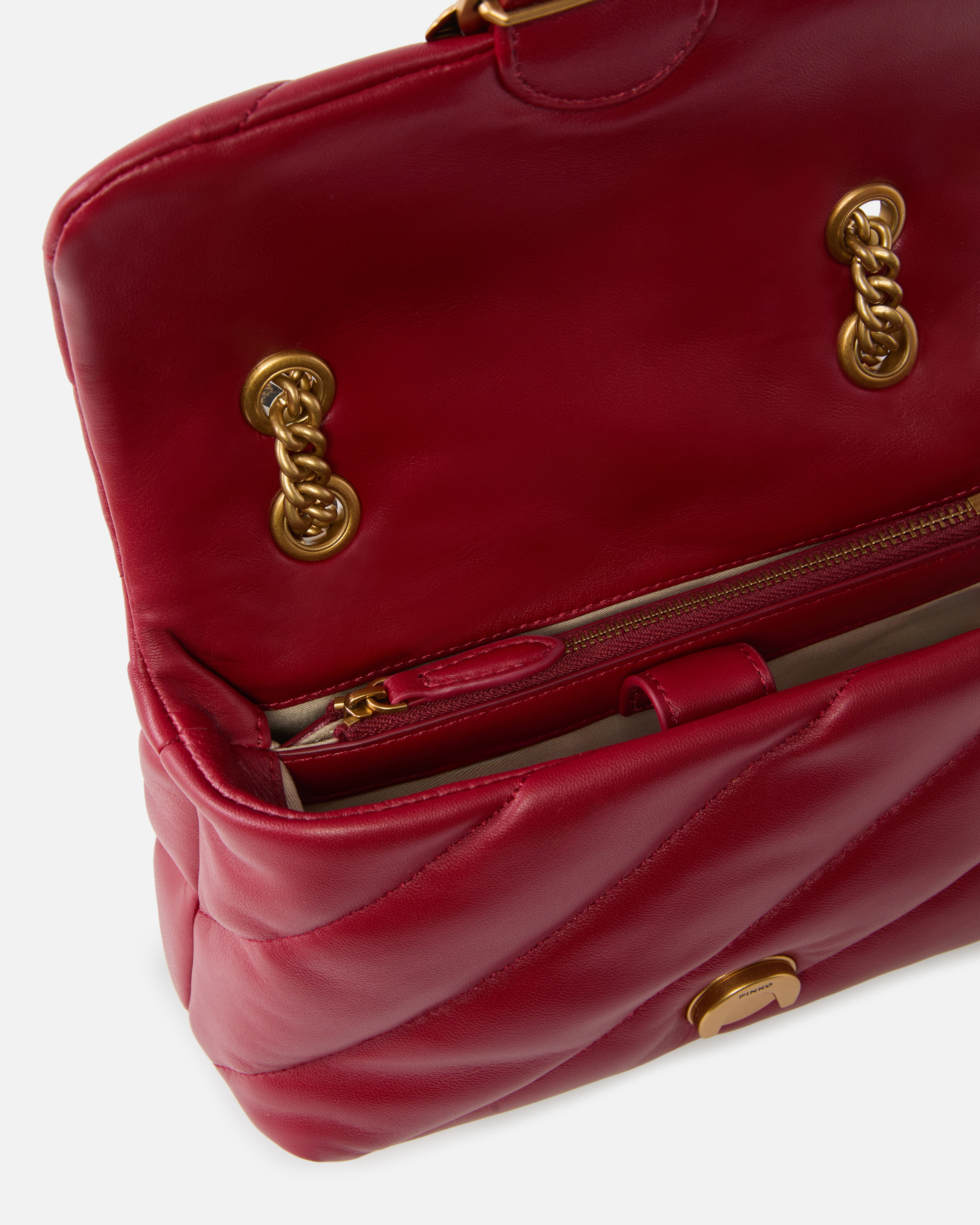 Small Love Bag Puff Maxi Quilt Crossbody Bag Red