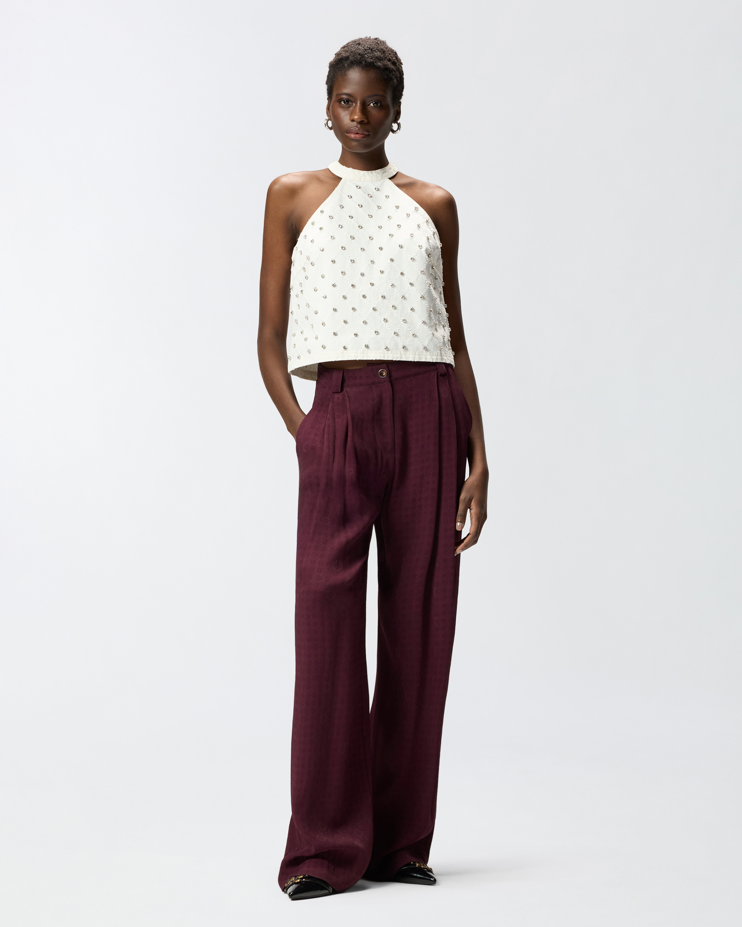 Jacquard pants with tie pattern PINKO Red