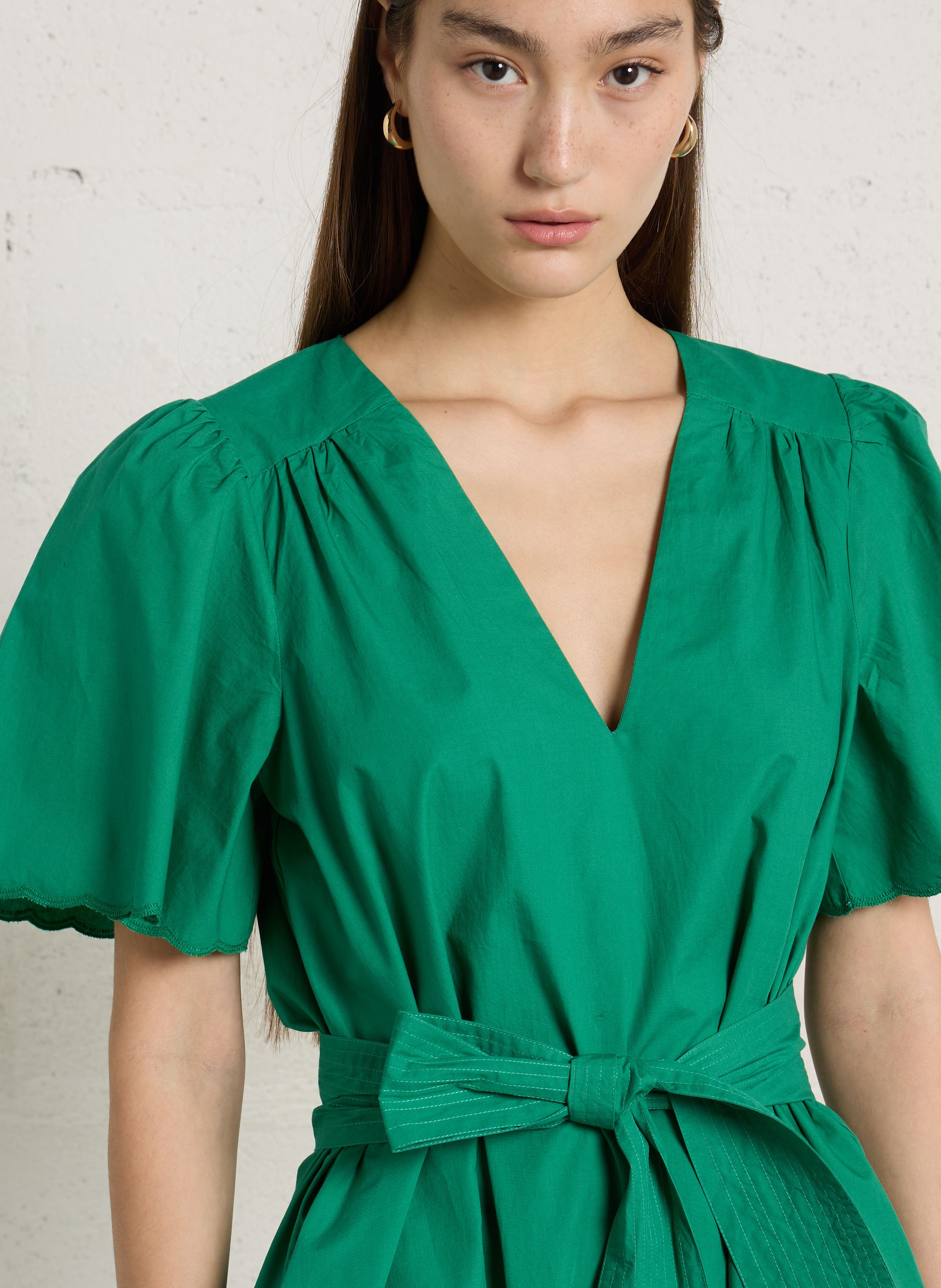 Ausgestelltes Maxikleid aus Baumwolle BELLEPIECE Grun