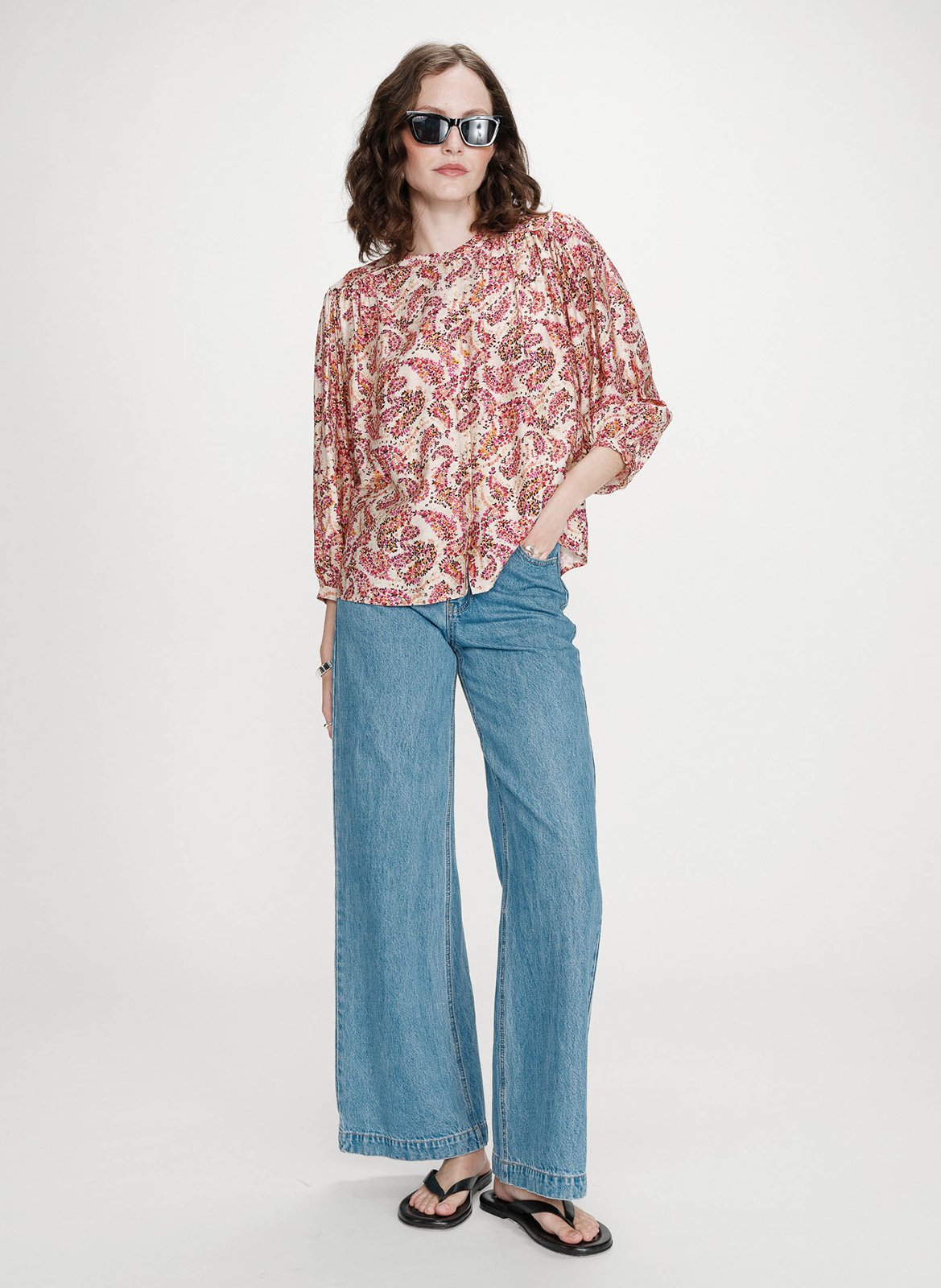 Oversized T-shirt met ronde hals en print GRACE ET MILA Oranje