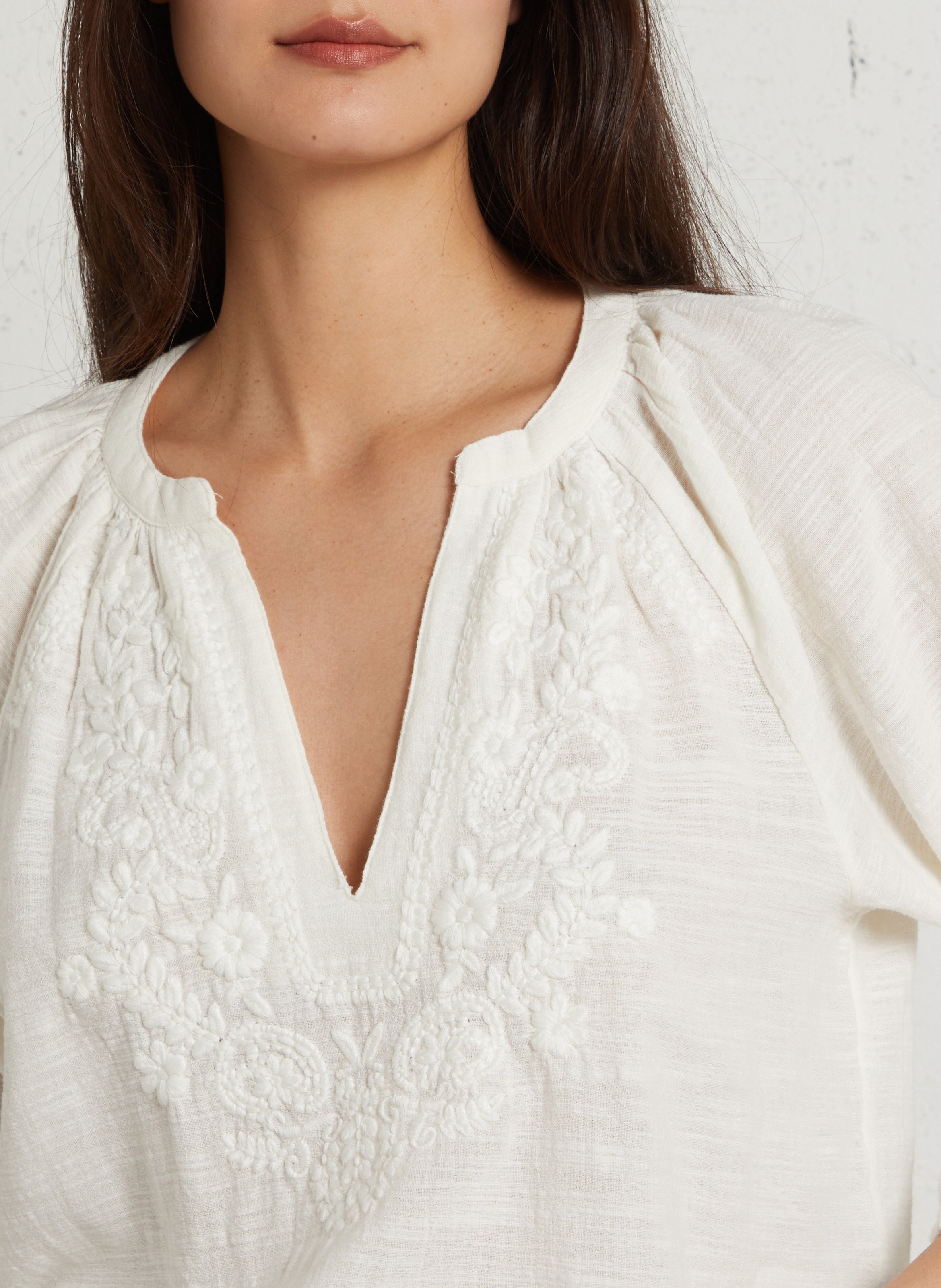 Straight-fit, katoenen blouse met V-hals MAISON 123 Beige