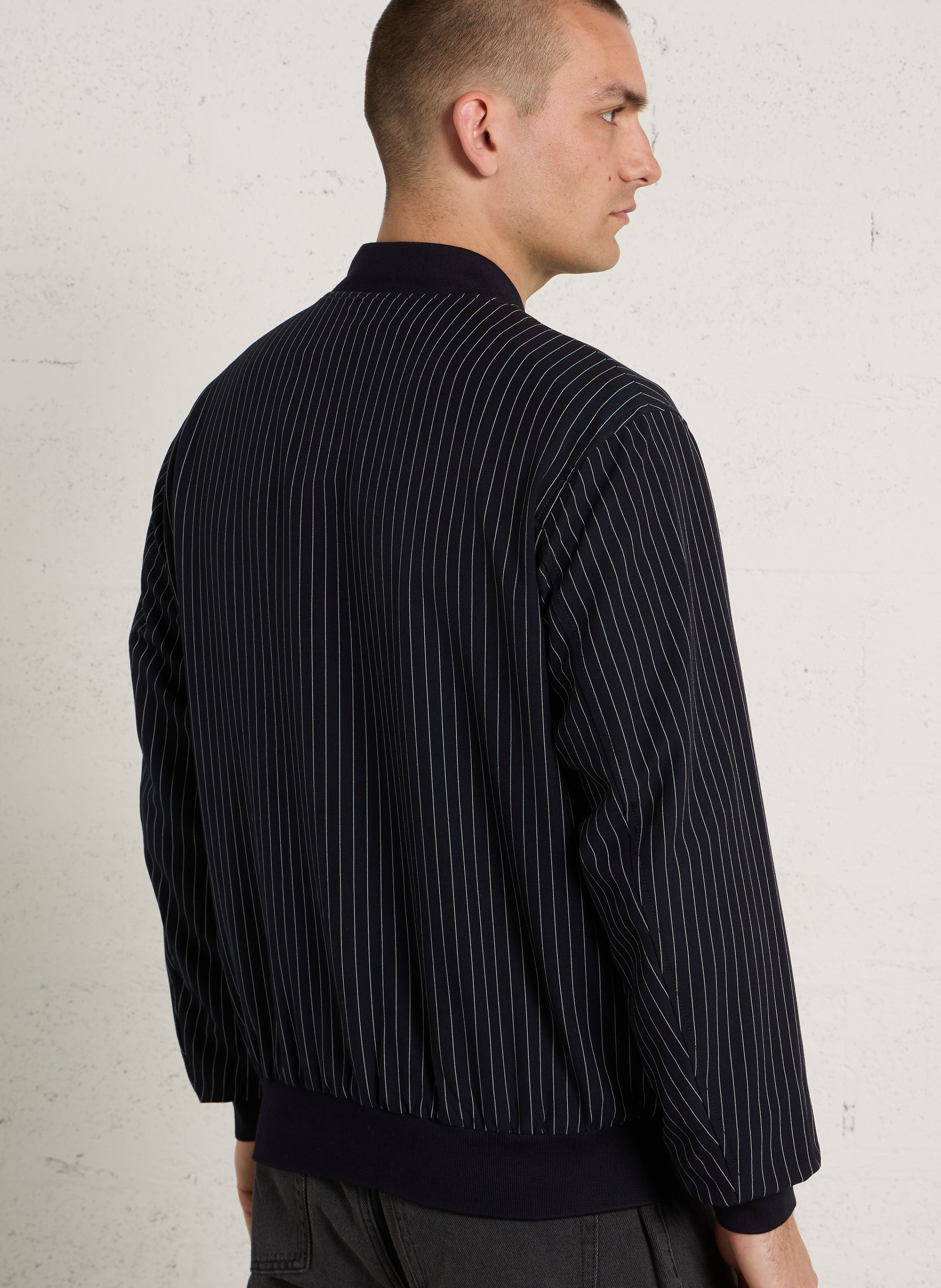 Veste zippée droite à rayures BOMBERS ORIGINAL Bleu