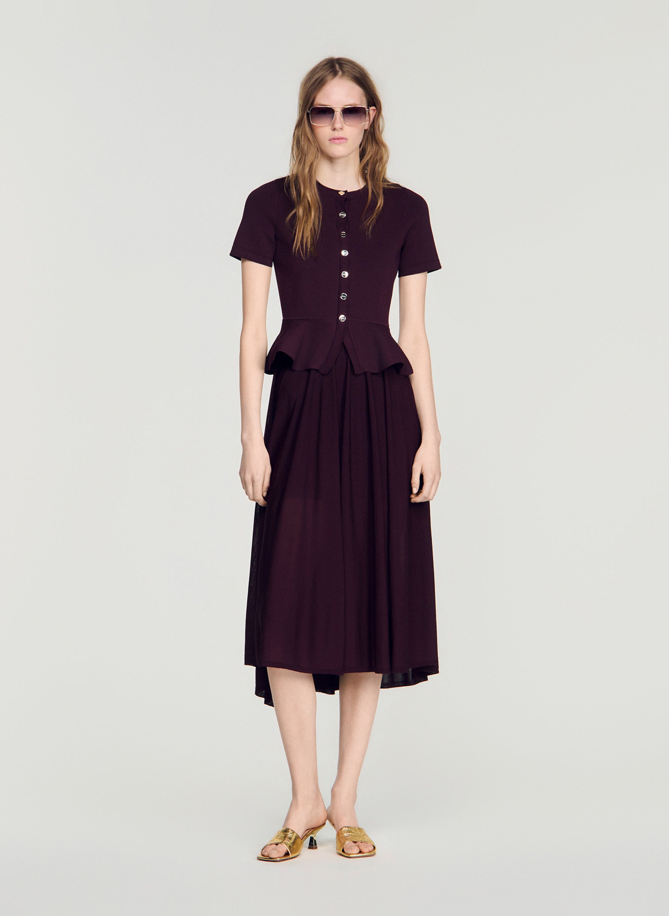 Lange jurk met ronde hals SANDRO Rood