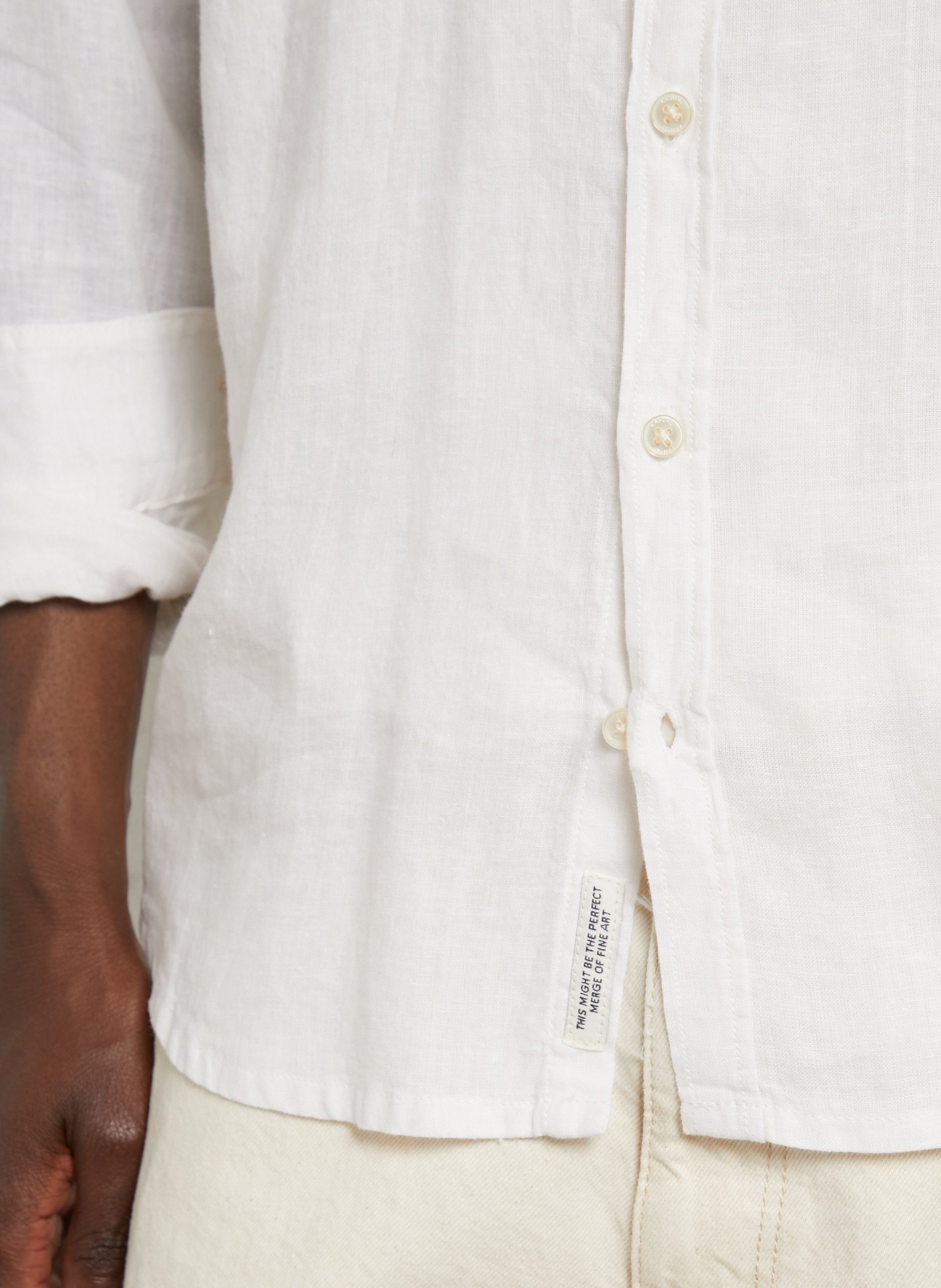 Linen-blend shirt with classic collar CASUAL FRIDAY White