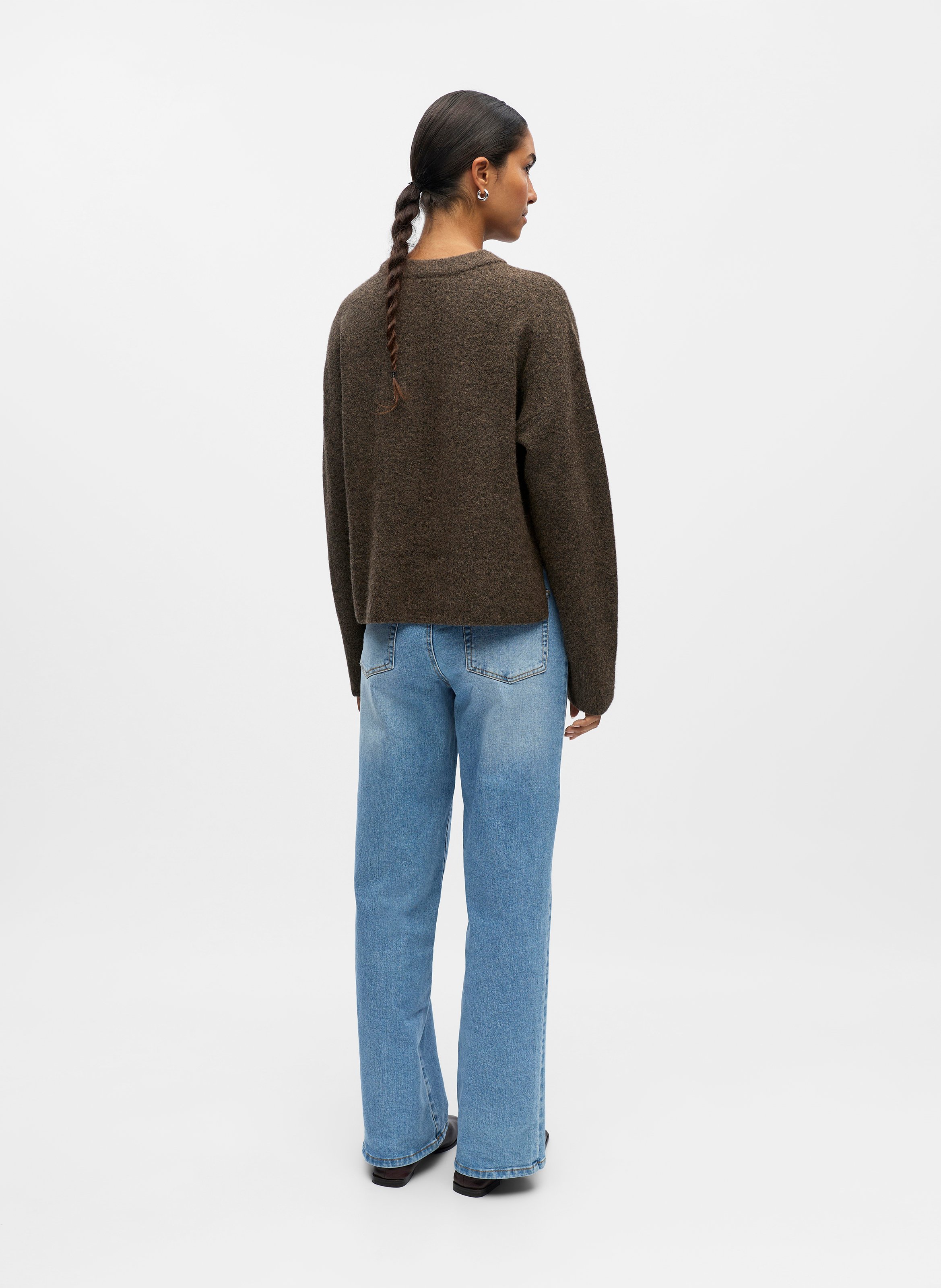 Gerader Rundhalsausschnitt-Pullover uni OBJECT Braun