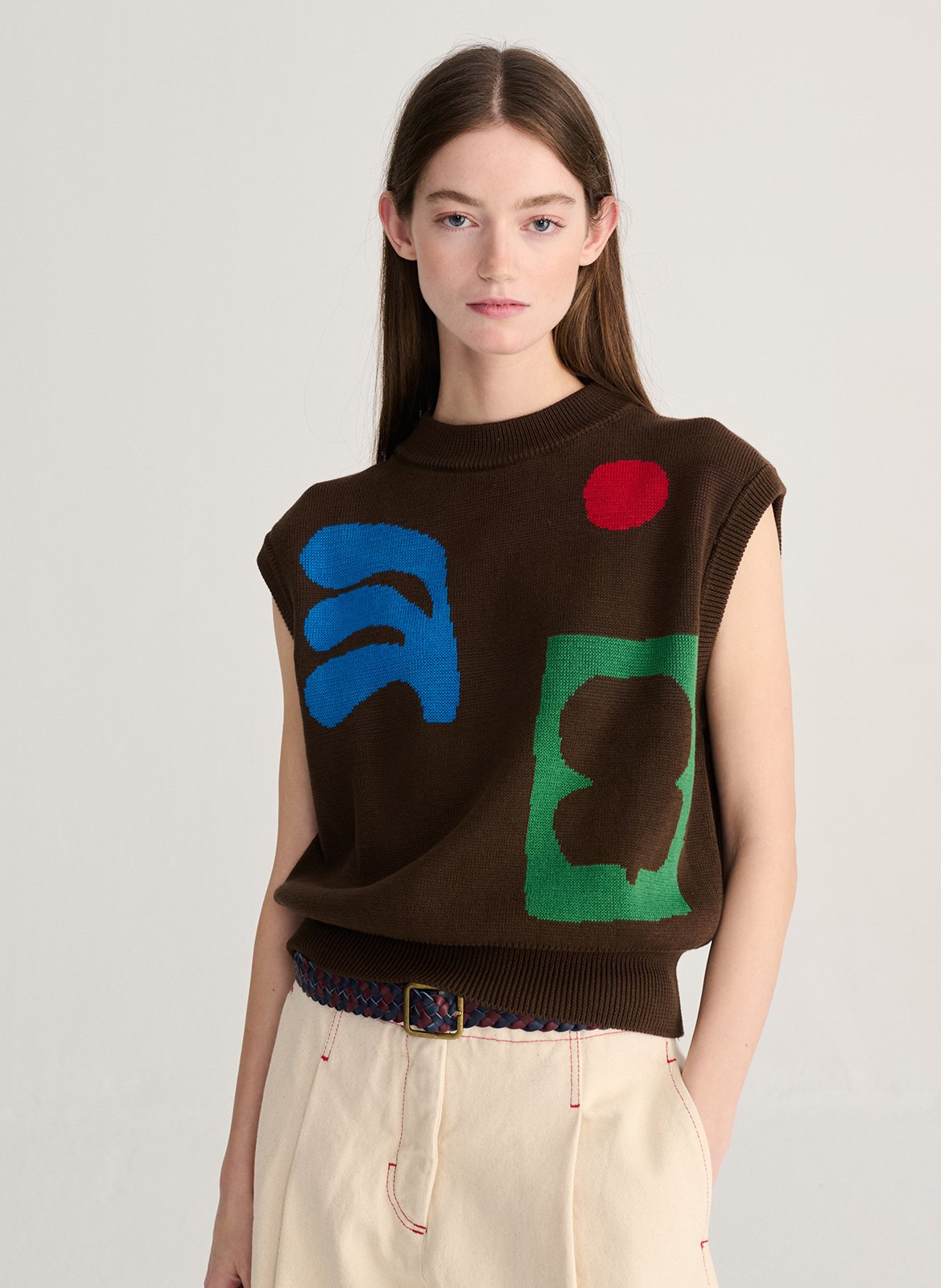 Sleeveless patterned sweater BOBO CHOSES Brown