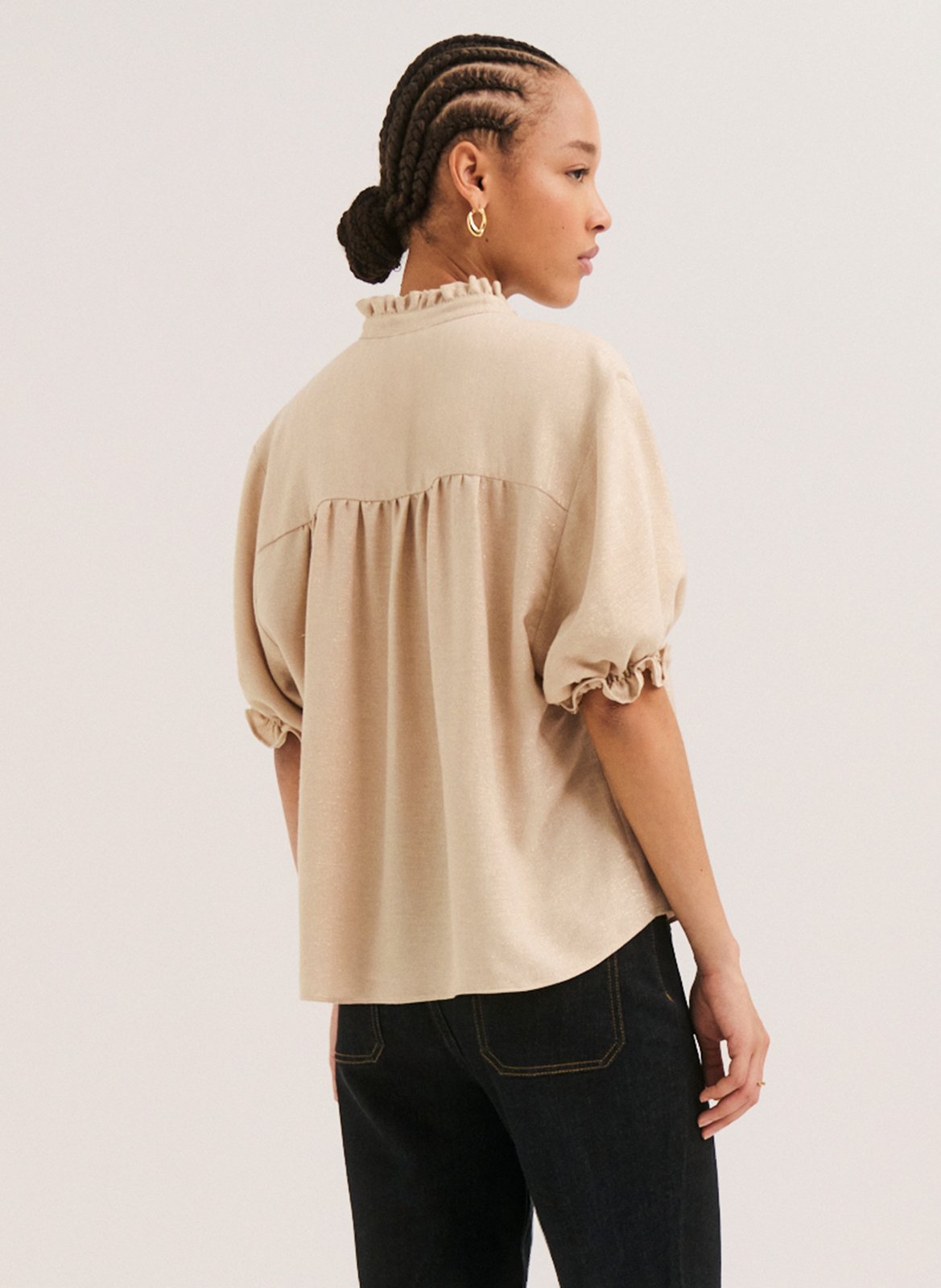 Oversized Sequined Turtleneck Top PABLO Beige