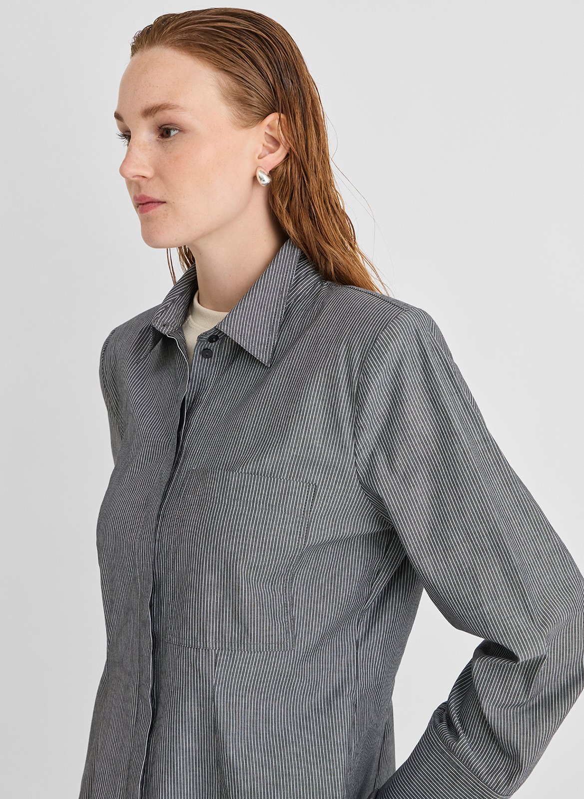 Fitted cotton shirt with classic collar ROUGE EDIT Grey