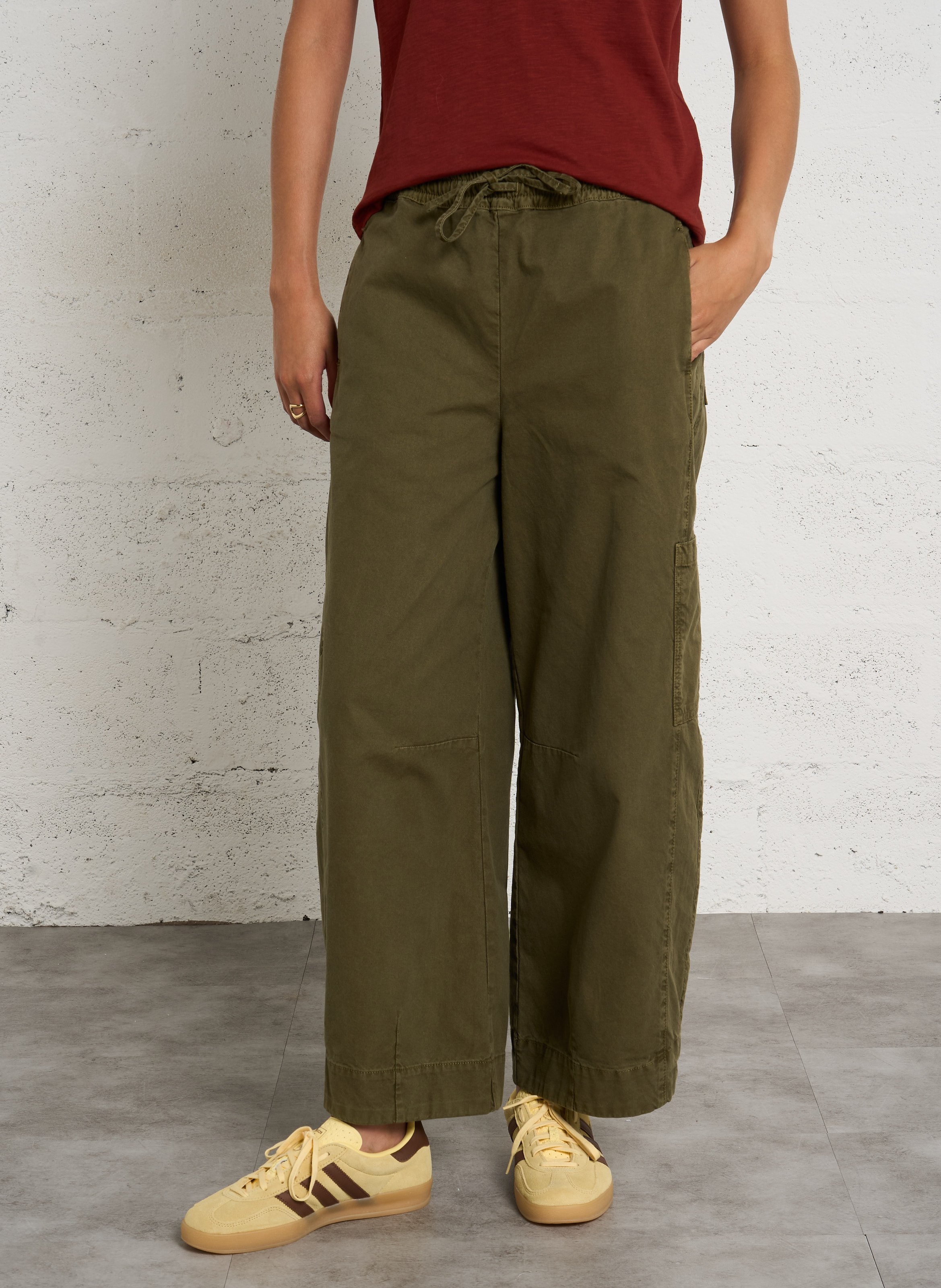 Wide-leg organic cotton pants DAMSON MADDER Green