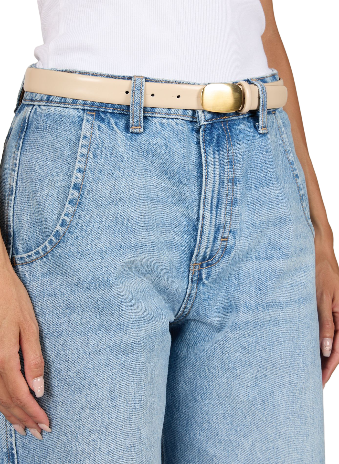 Belt with brushed plate buckle SAISON 1865 Beige