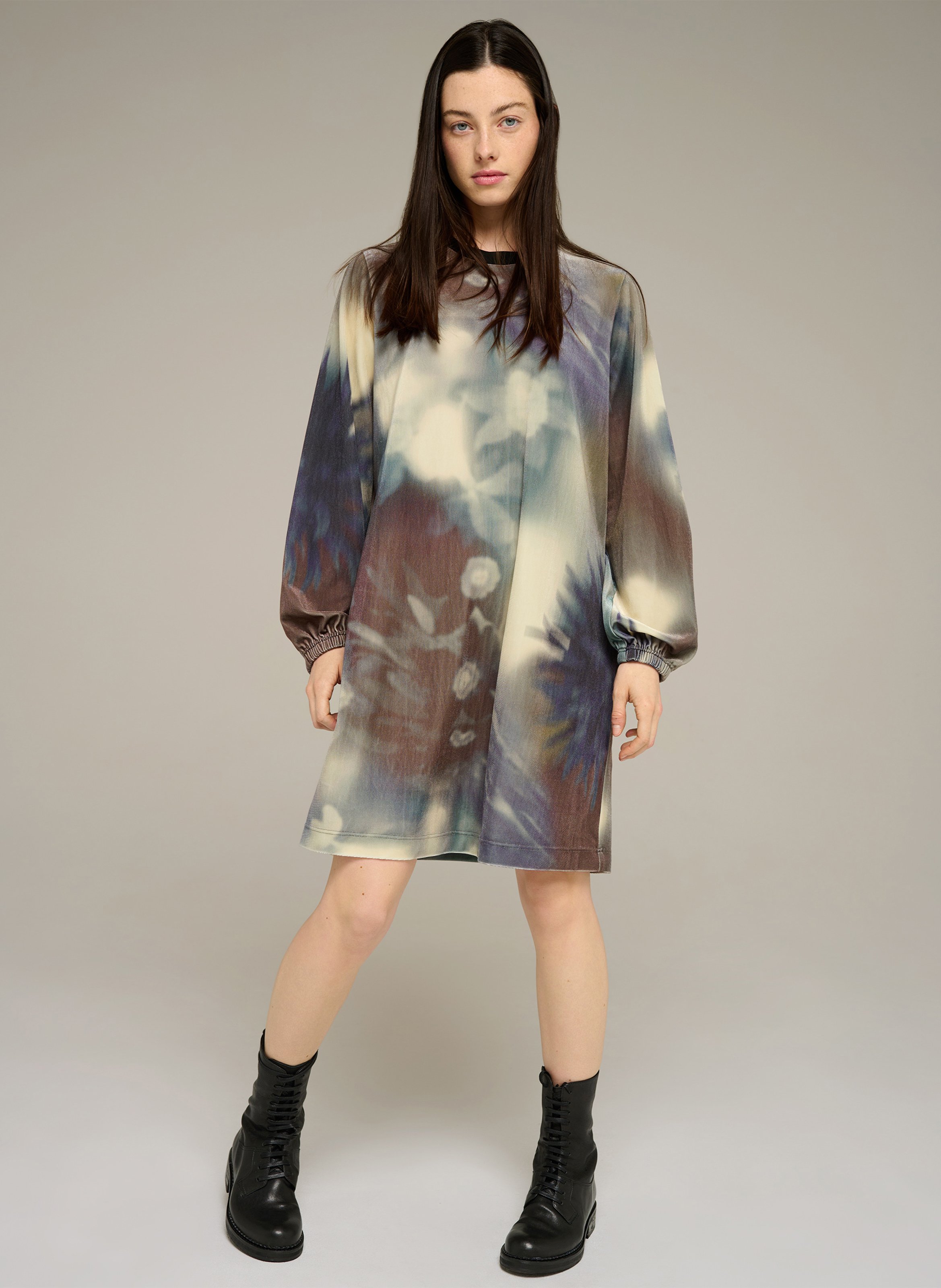 Robe courte col rond à imprimé COTELAC ACOTE Noir