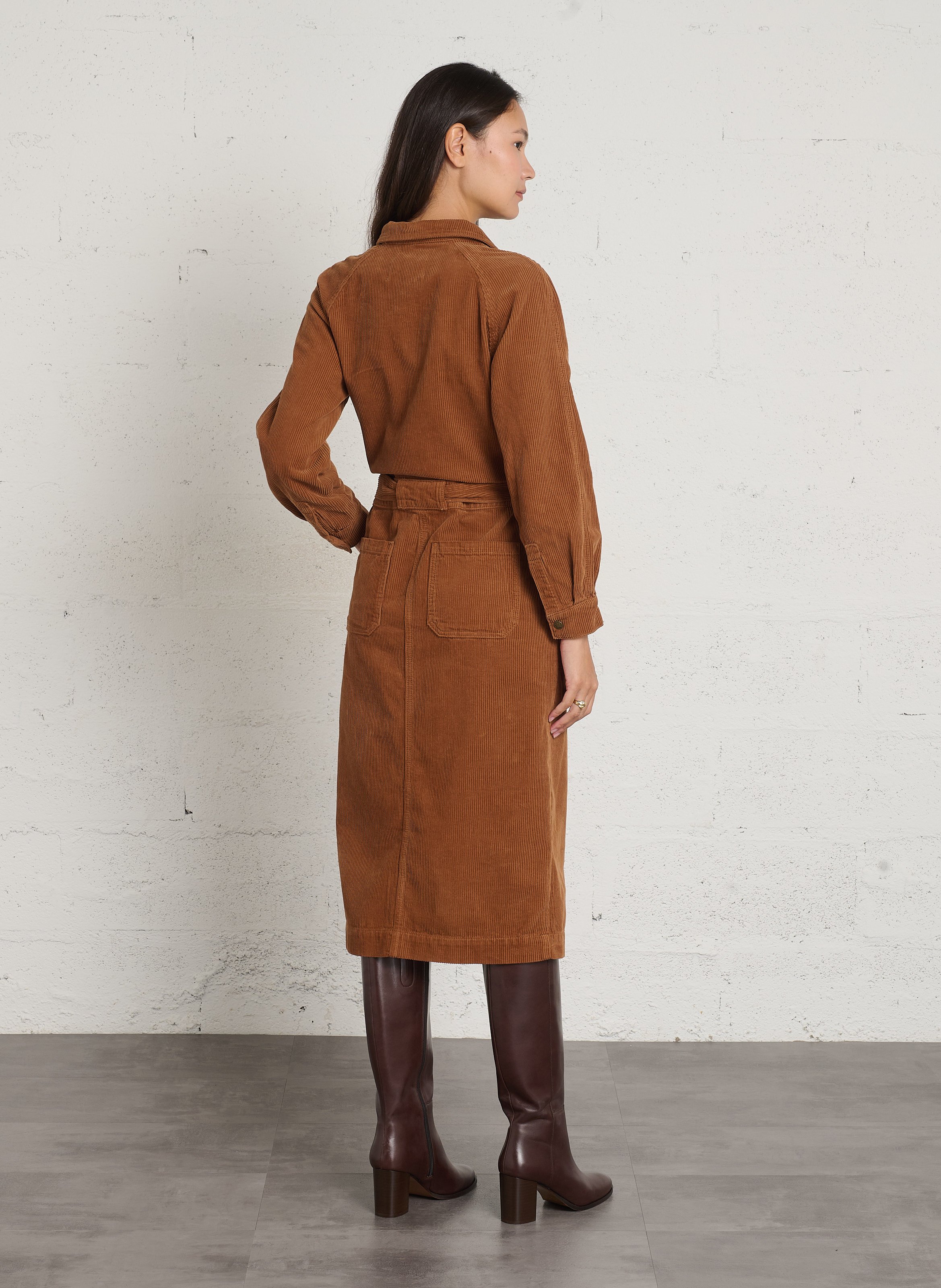 Fitted ribbed cotton dress MAISON 123 Beige