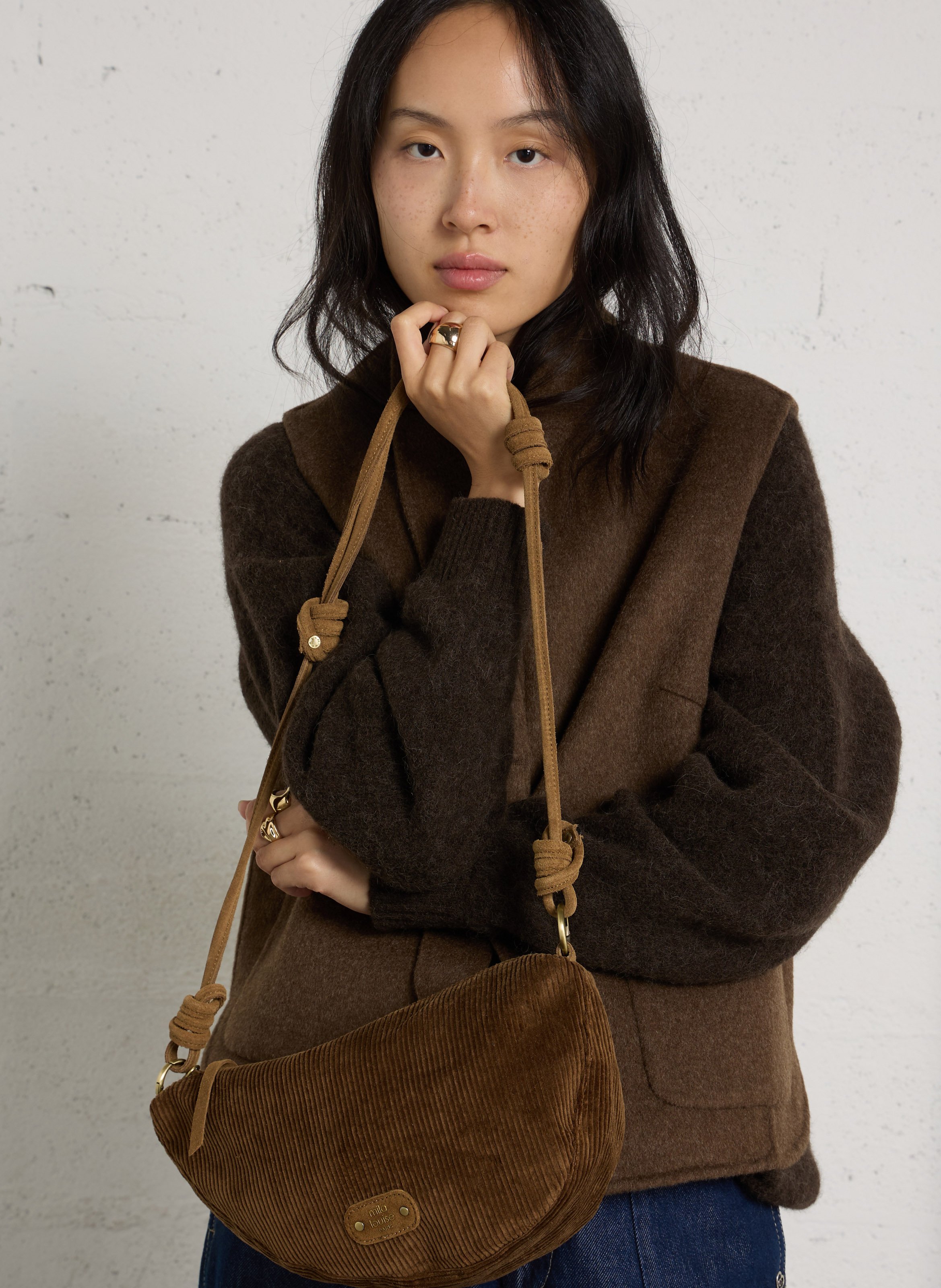 Heuptasje van corduroy MILA LOUISE Beige