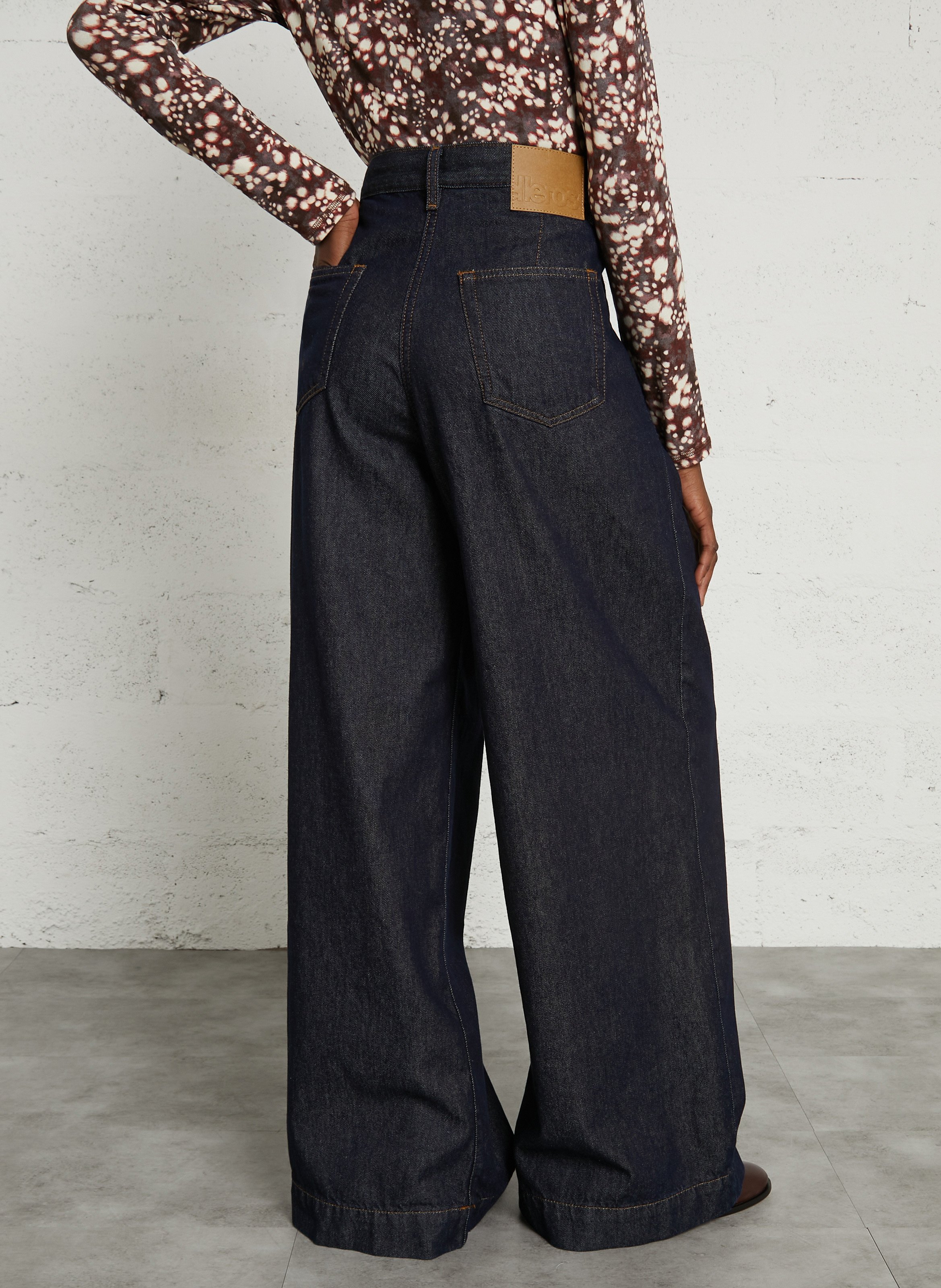 Pantalon droit large en coton BELLEROSE Bleu
