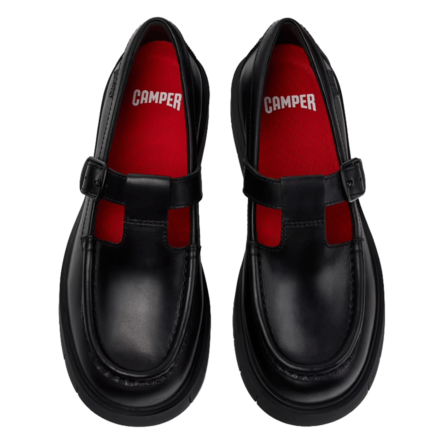 Slipper mit Riemen, einfarbig aus Leder CAMPER Schwarz