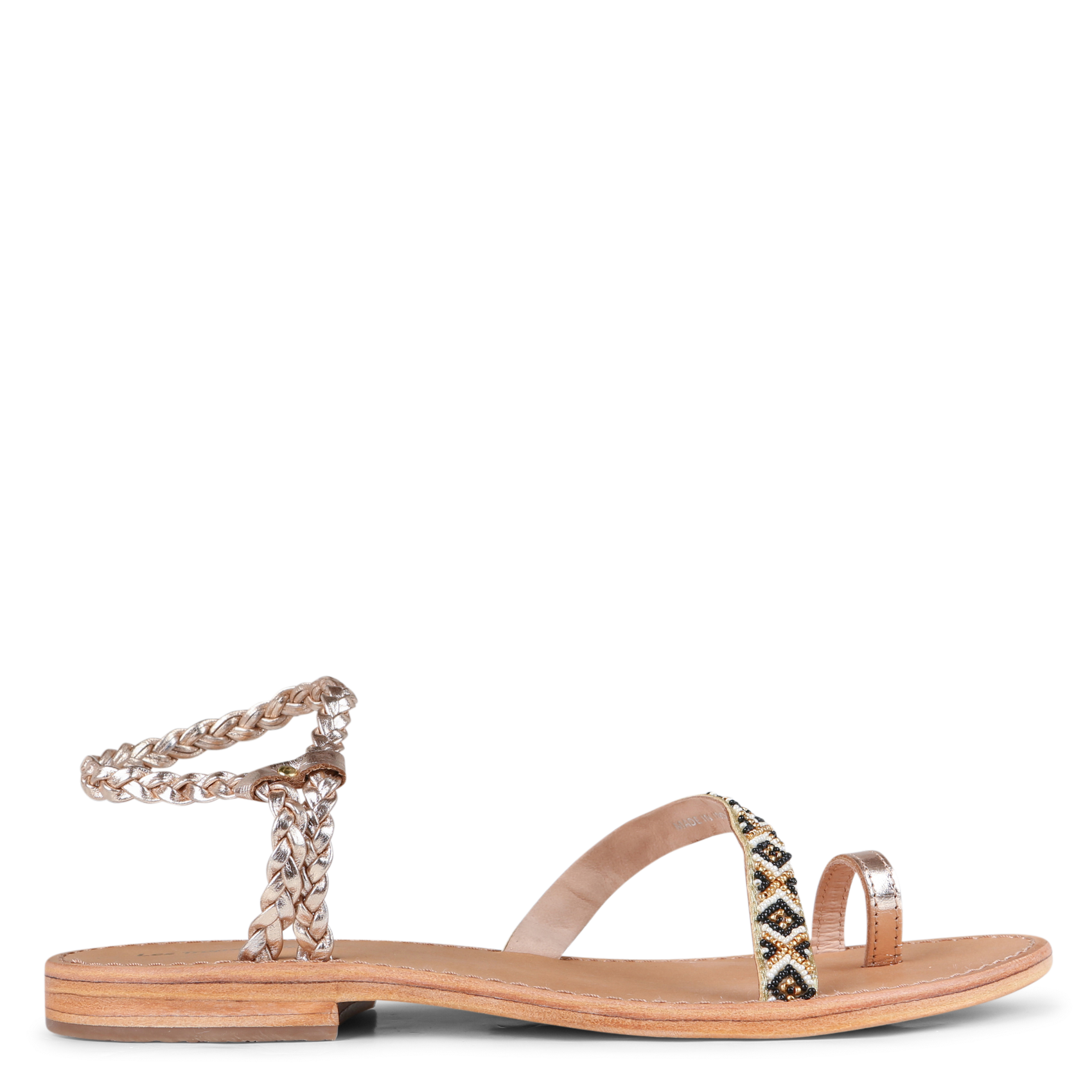 Mixed leather flat sandals LES TROPEZIENNES PAR M.BELARBI Golden