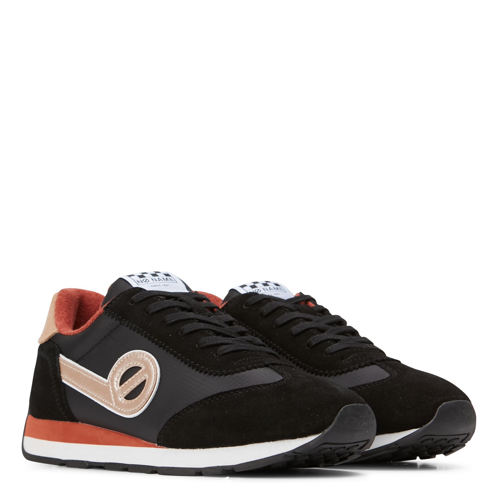 Zapatillas bajas de mezcla de piel con cordones NO NAME Negro