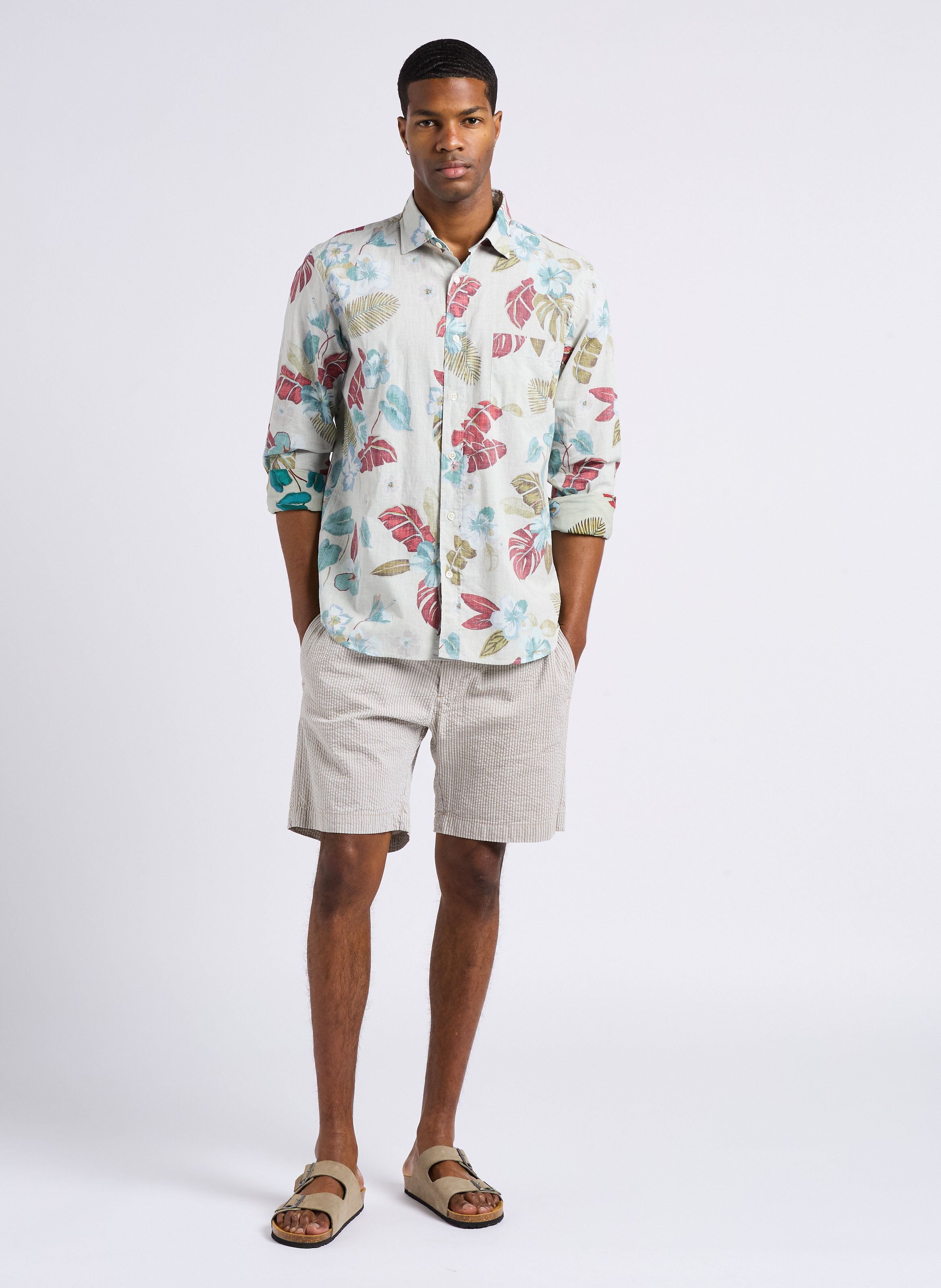 Chemise regular-fit à imprimé végétal en coton HARTFORD Multicolore