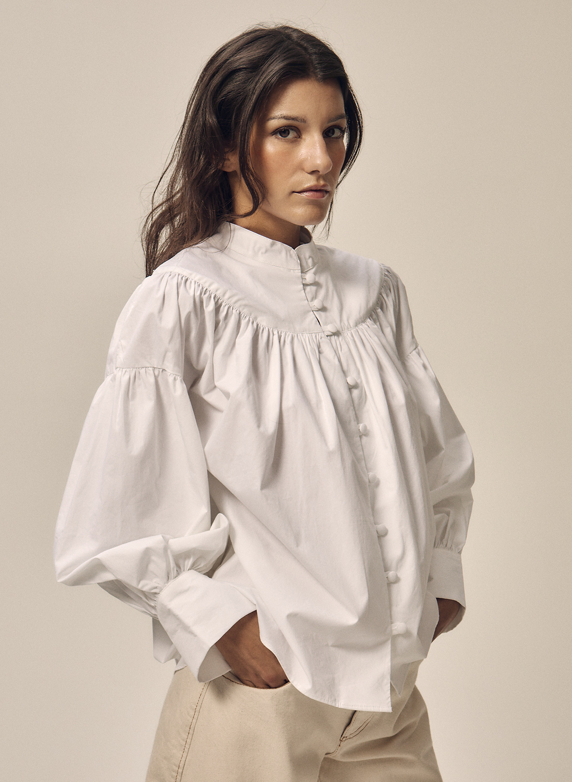 Straight cotton blouse NITAH White