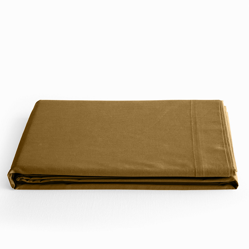 Flat sheet "premium" for single & double beds COTON PUR Brown