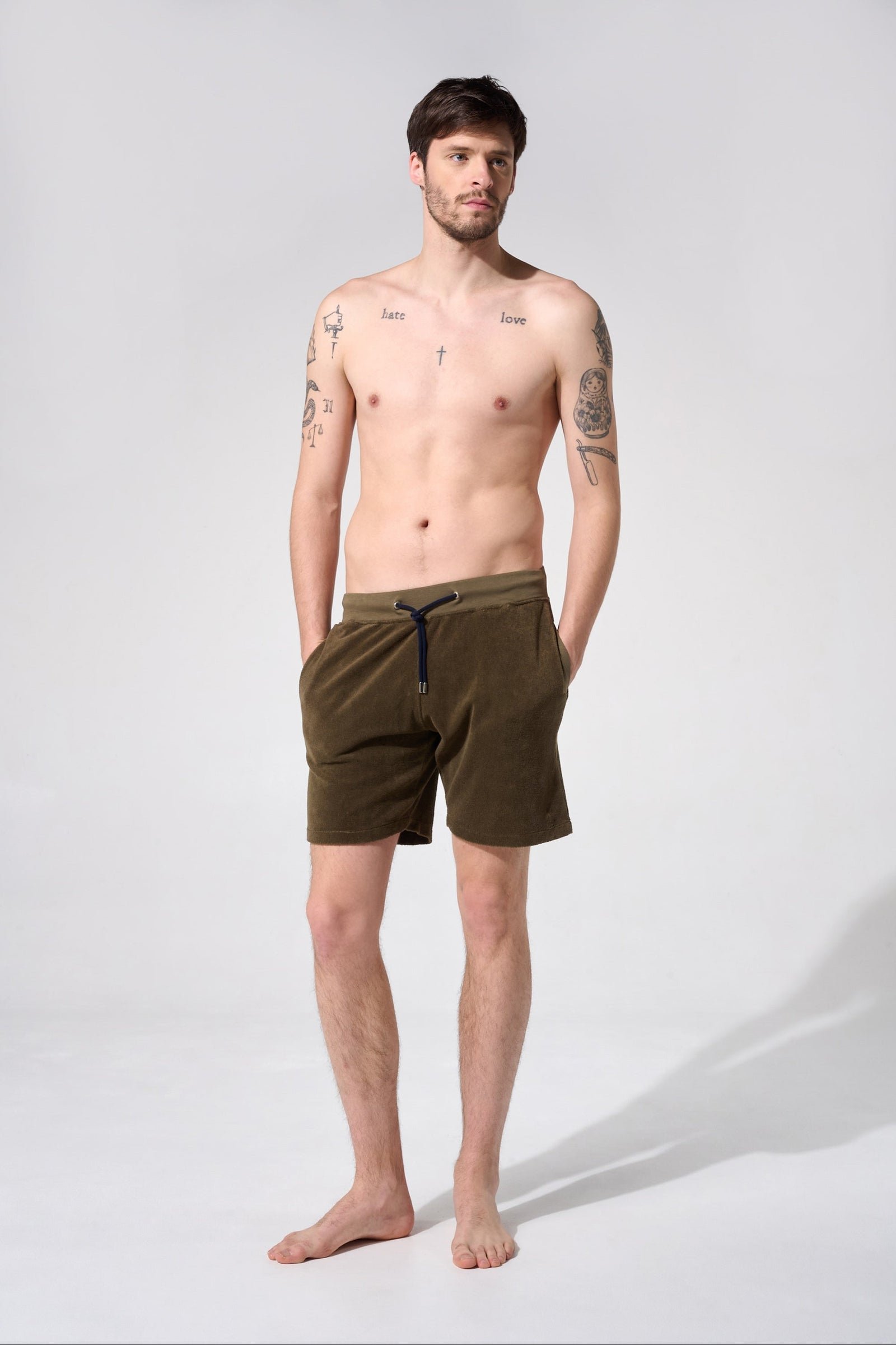 Plain swim shorts with elasticated waistband APNEE Khaki
