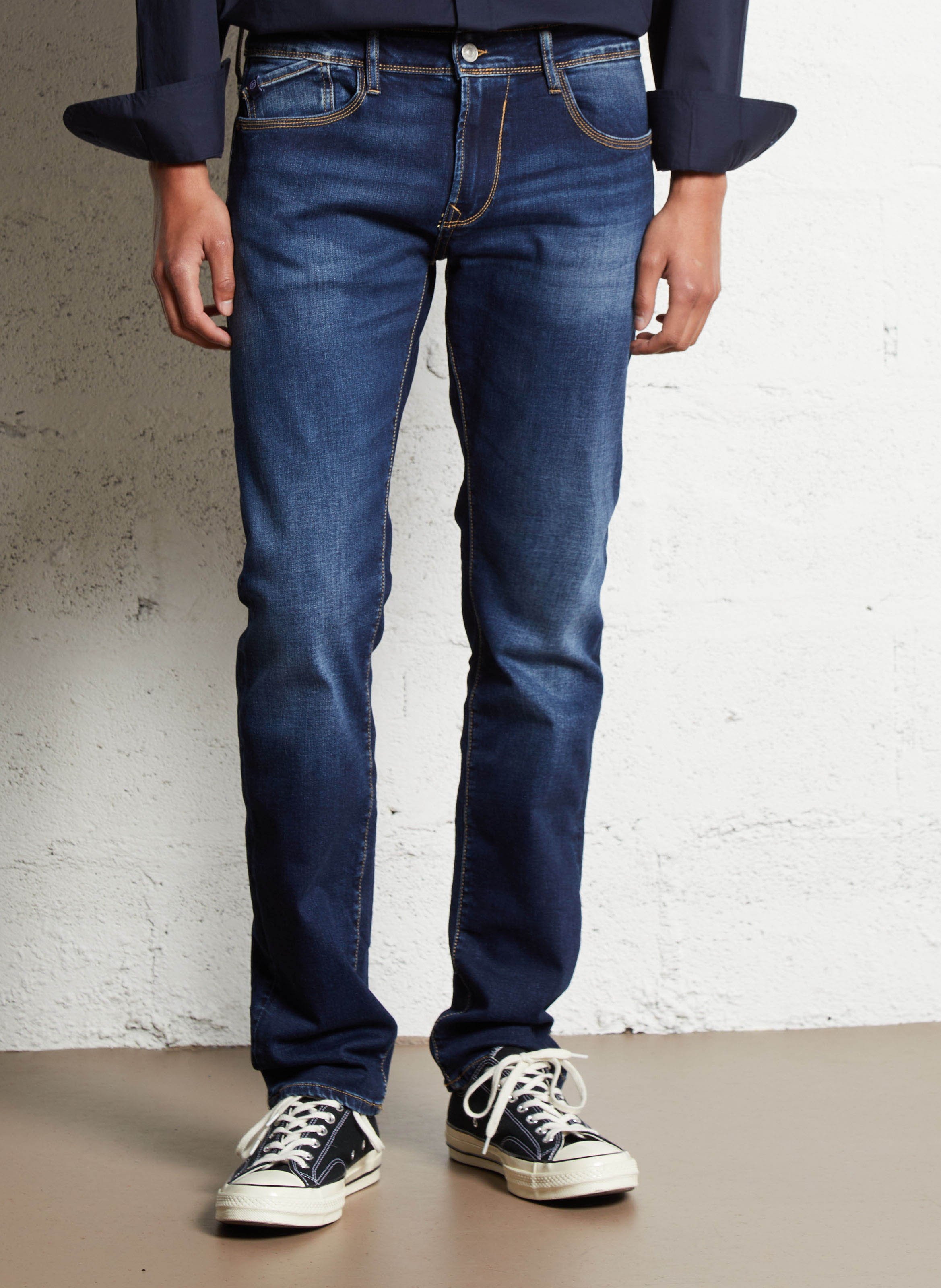 Cotton-blend straight jeans LE TEMPS DES CERISES Blue
