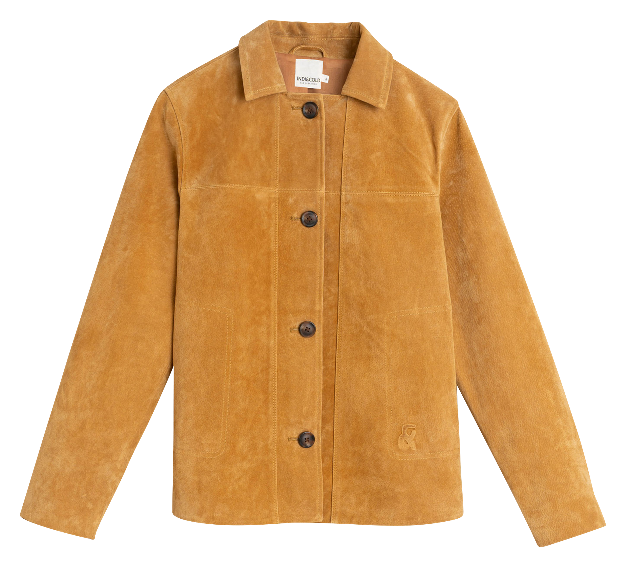 Veste col classique en cuir INDI & COLD Marron