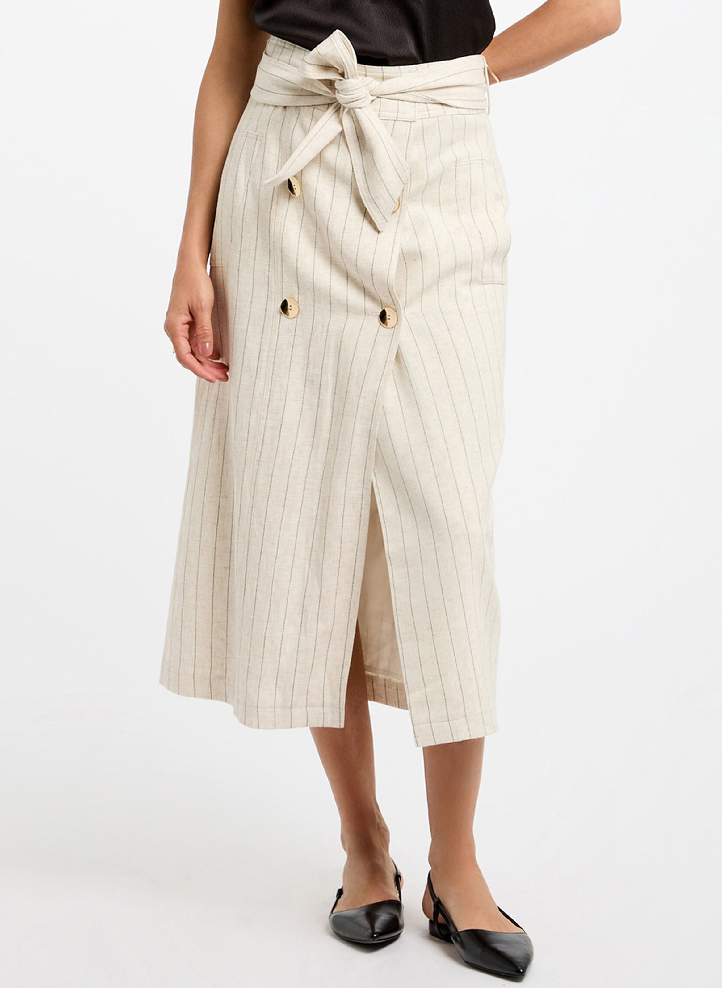 Striped midi skirt MORGAN Beige