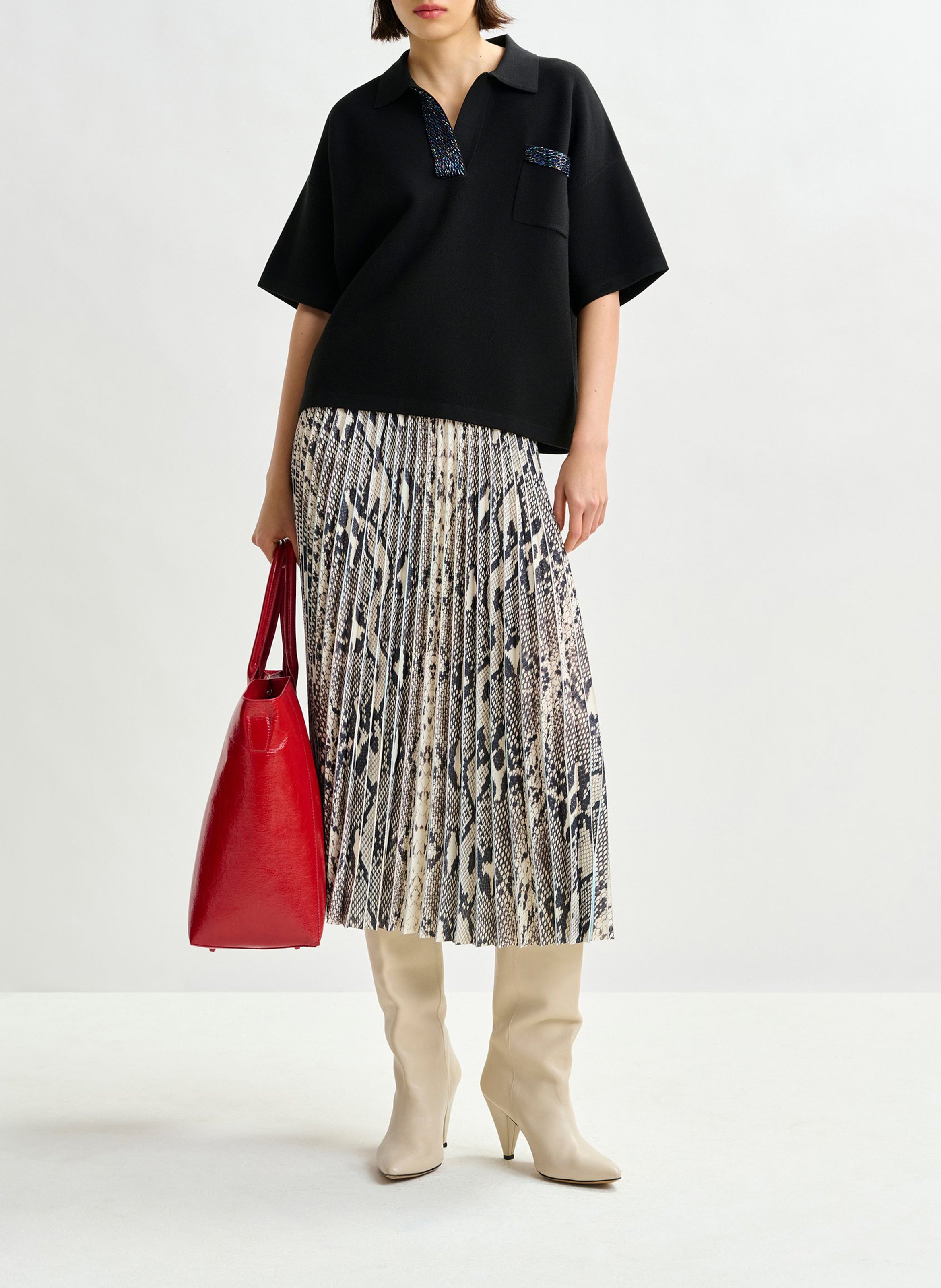 Jupe mi-longue plissée serpent ESSENTIEL ANTWERP Vert