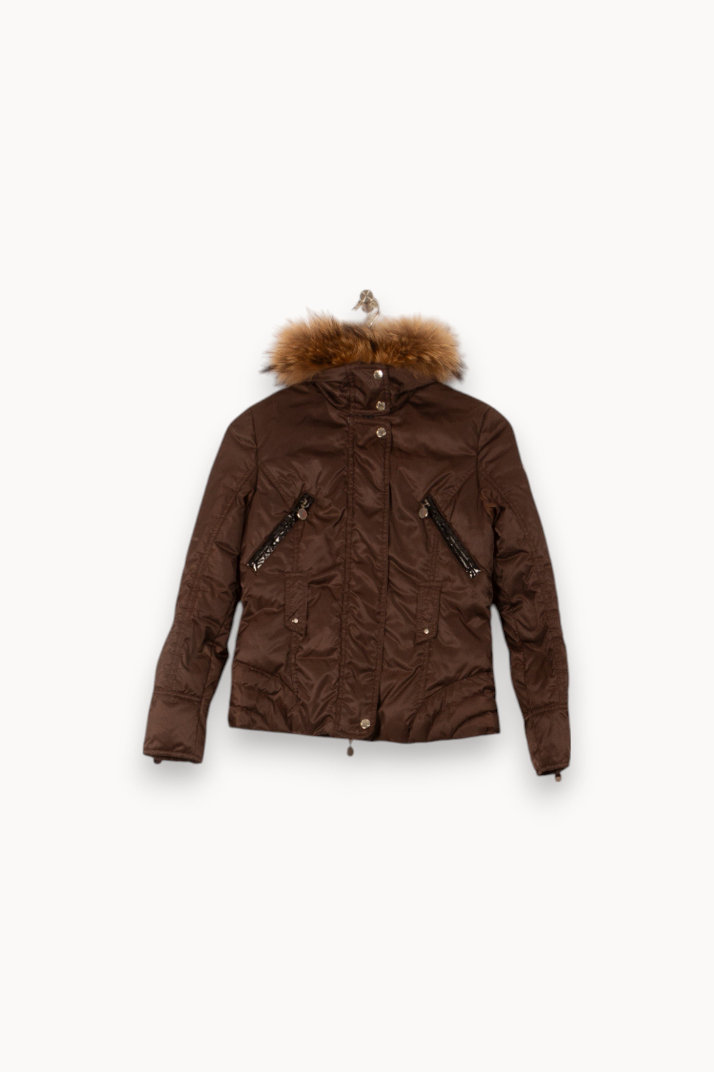 Lightweight quilted padded jacket with high neck MONCLER - Seconde Main Brown