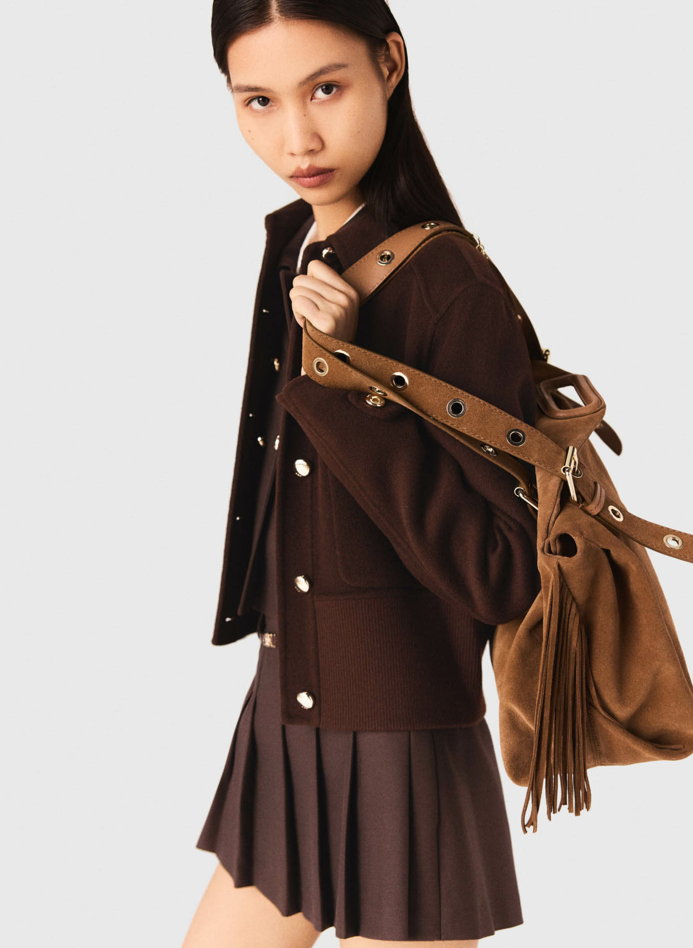 Blouson aus Wollmix mit klassischem Kragen MAJE Braun