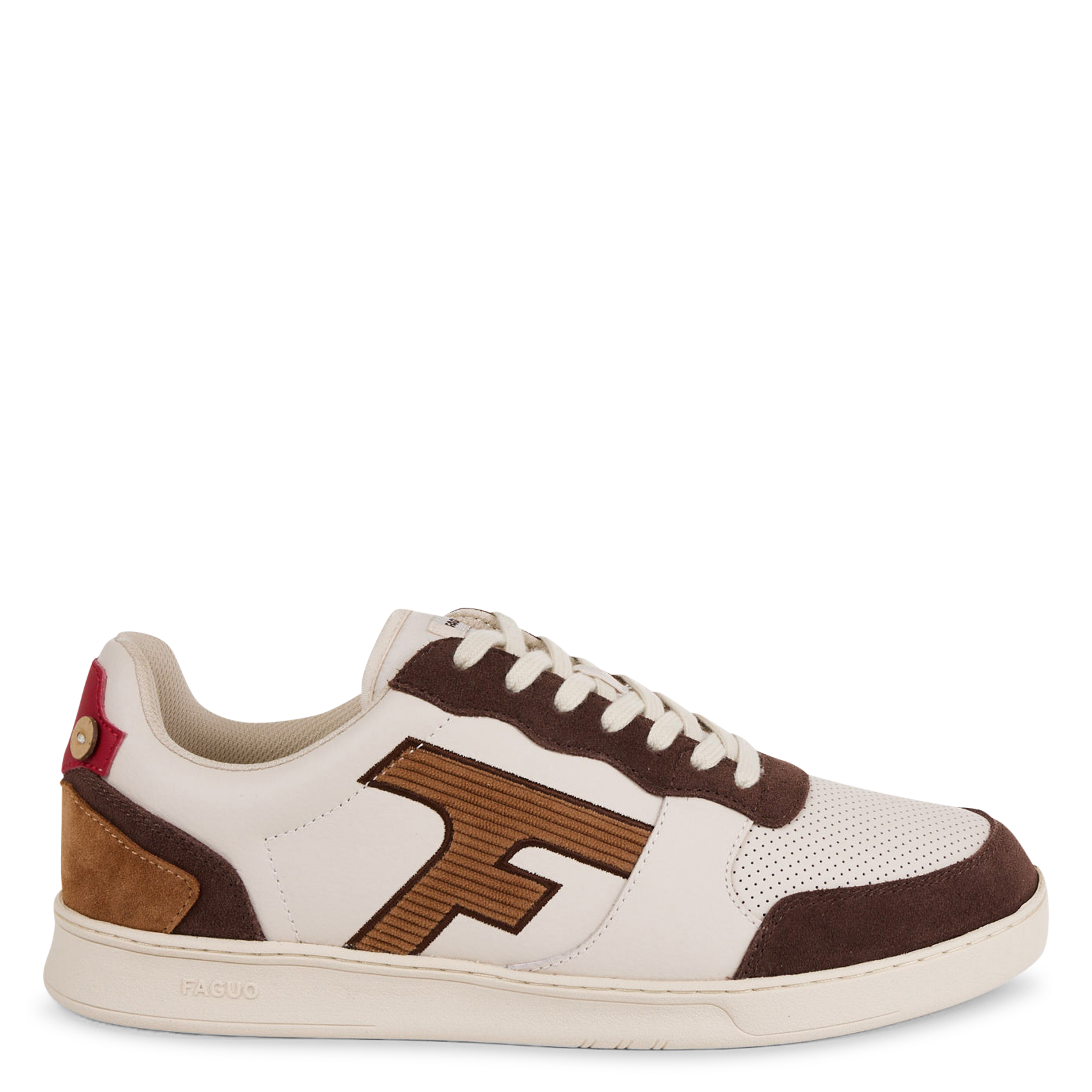 Lage baskets van leermix FAGUO Bruin