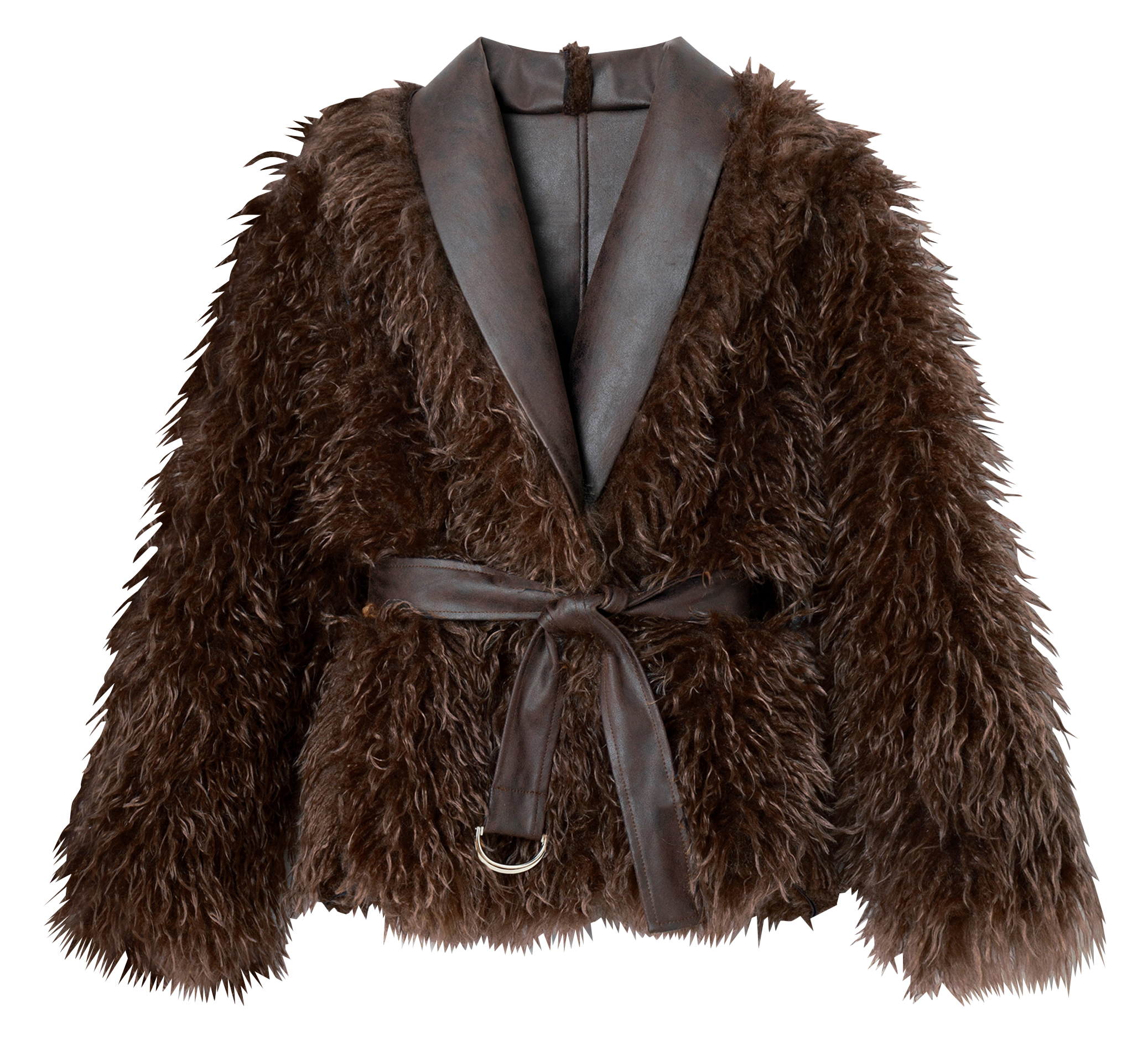 Veste droite en fourrure synthétique LAAGAM Marron