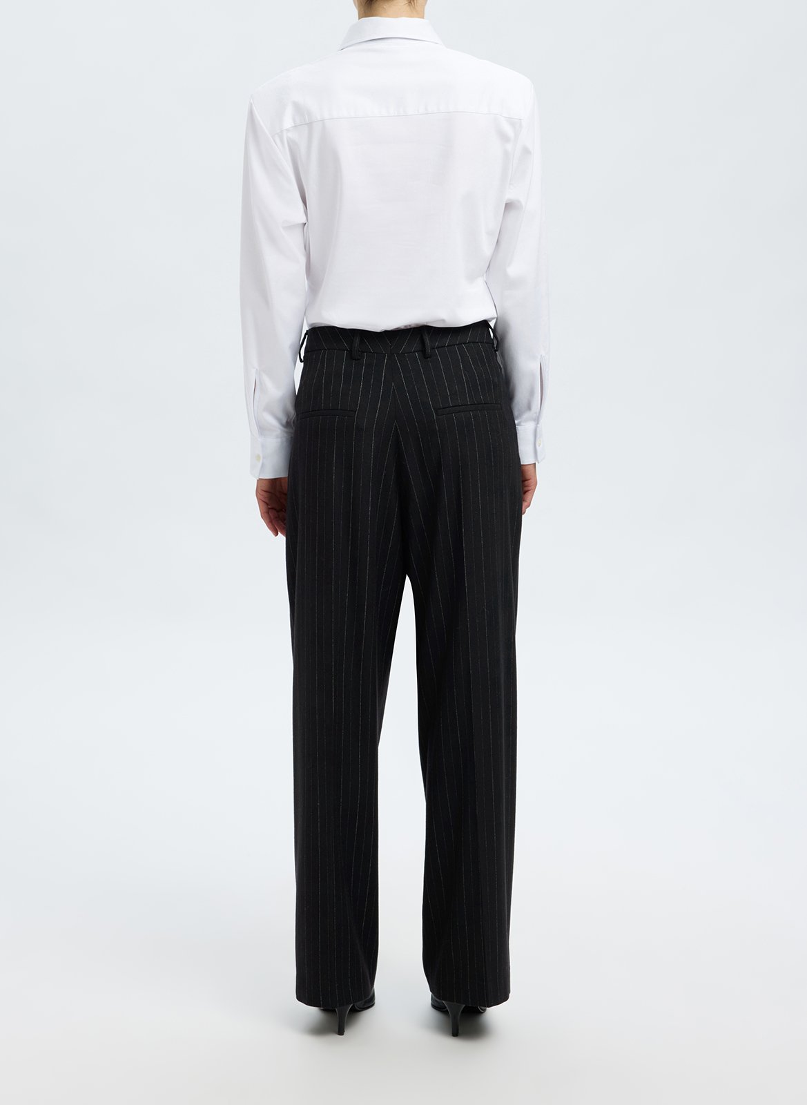 Pantalon droit à rayures SELECTED Noir