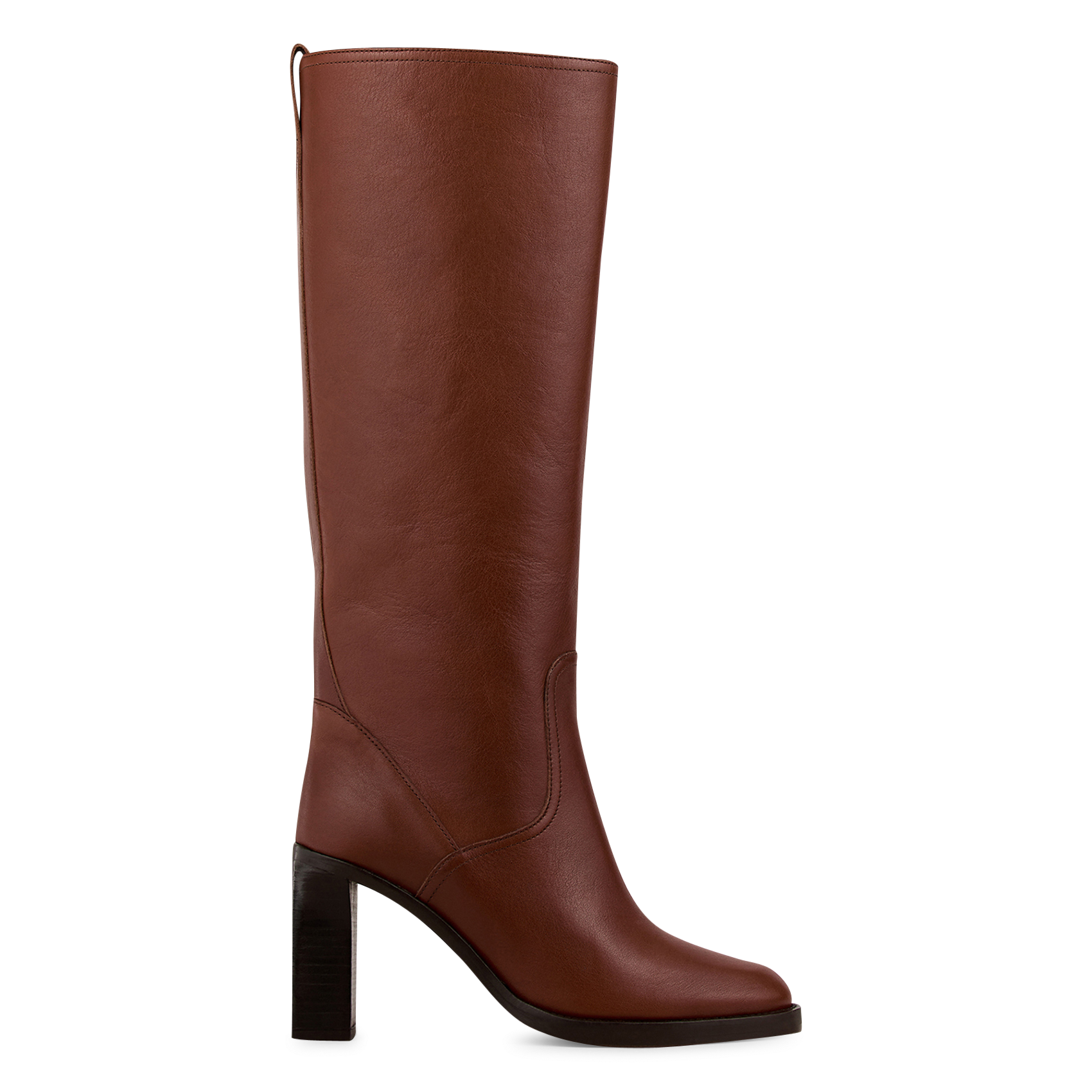 Bottes hautes unies en cuir BA&SH Marron