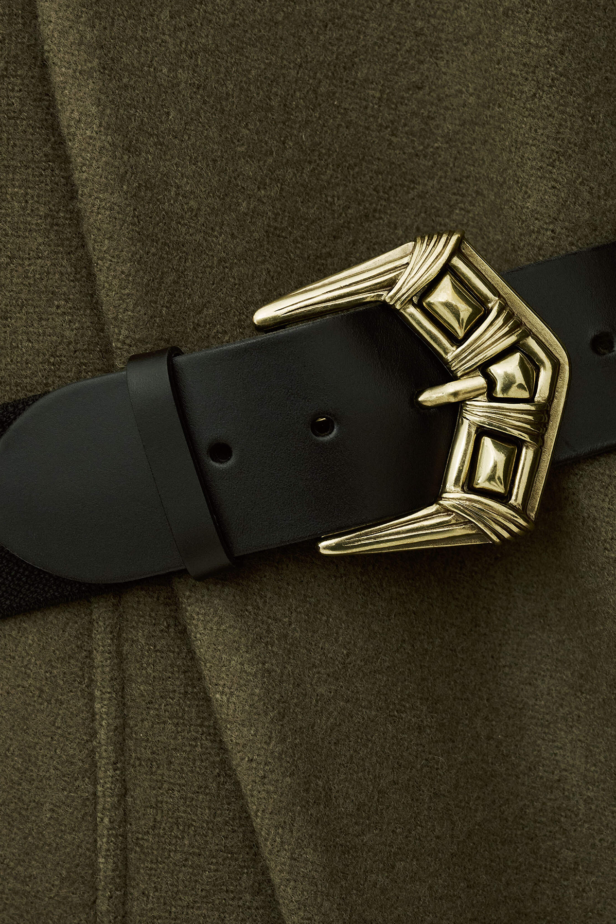 Manteau col châle en laine BA&SH Kaki