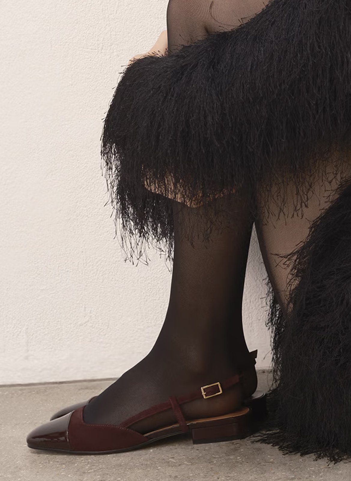 Two-tone leather ballerina flats JONAK Red