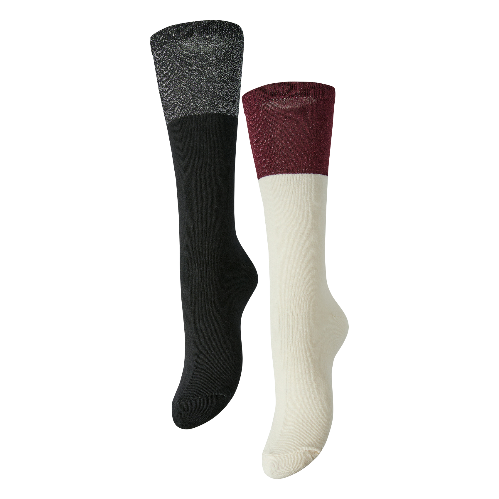 High socks with metallic band PIECES Beige