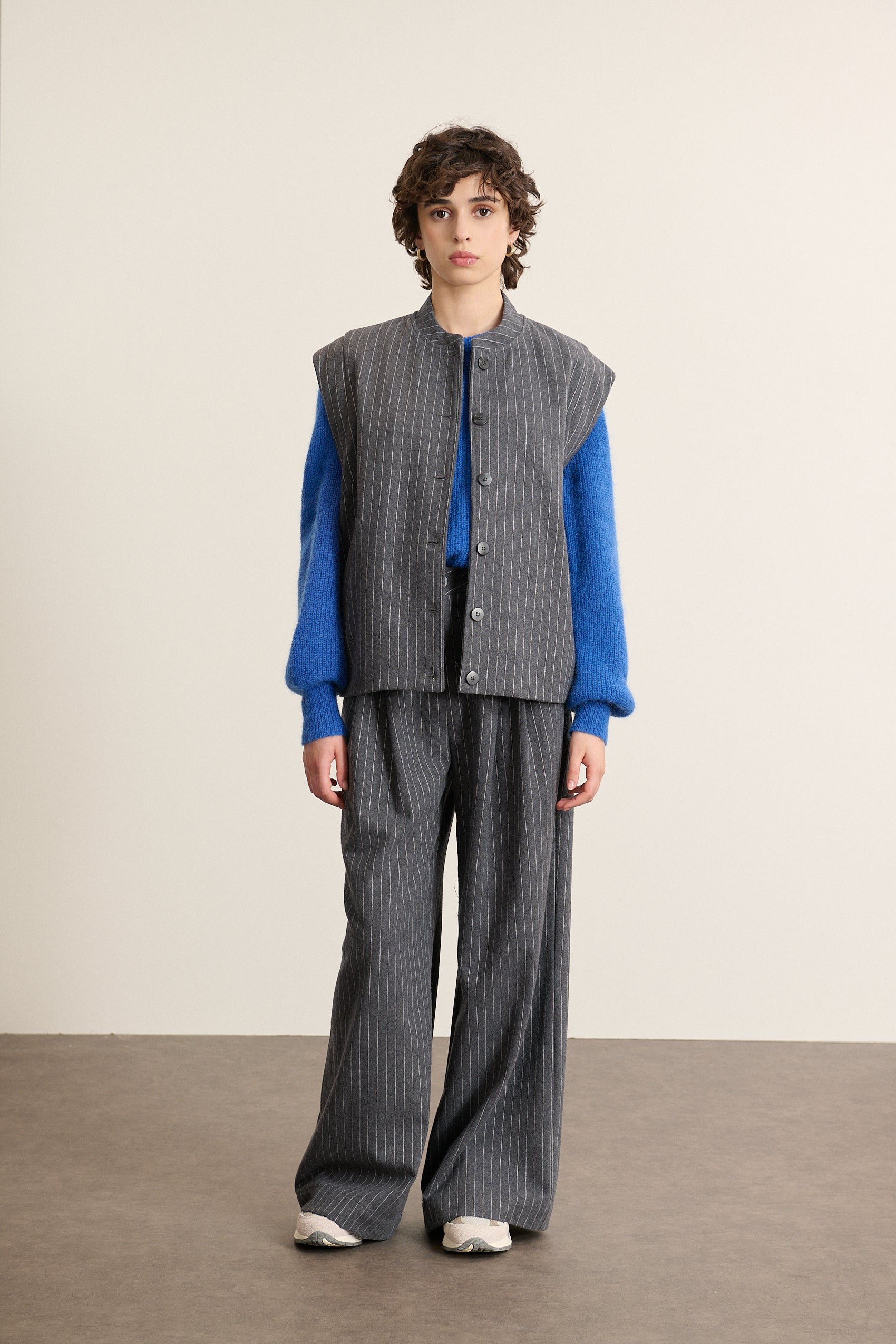 Striped sleeveless jacket GARANCE PARIS Grey