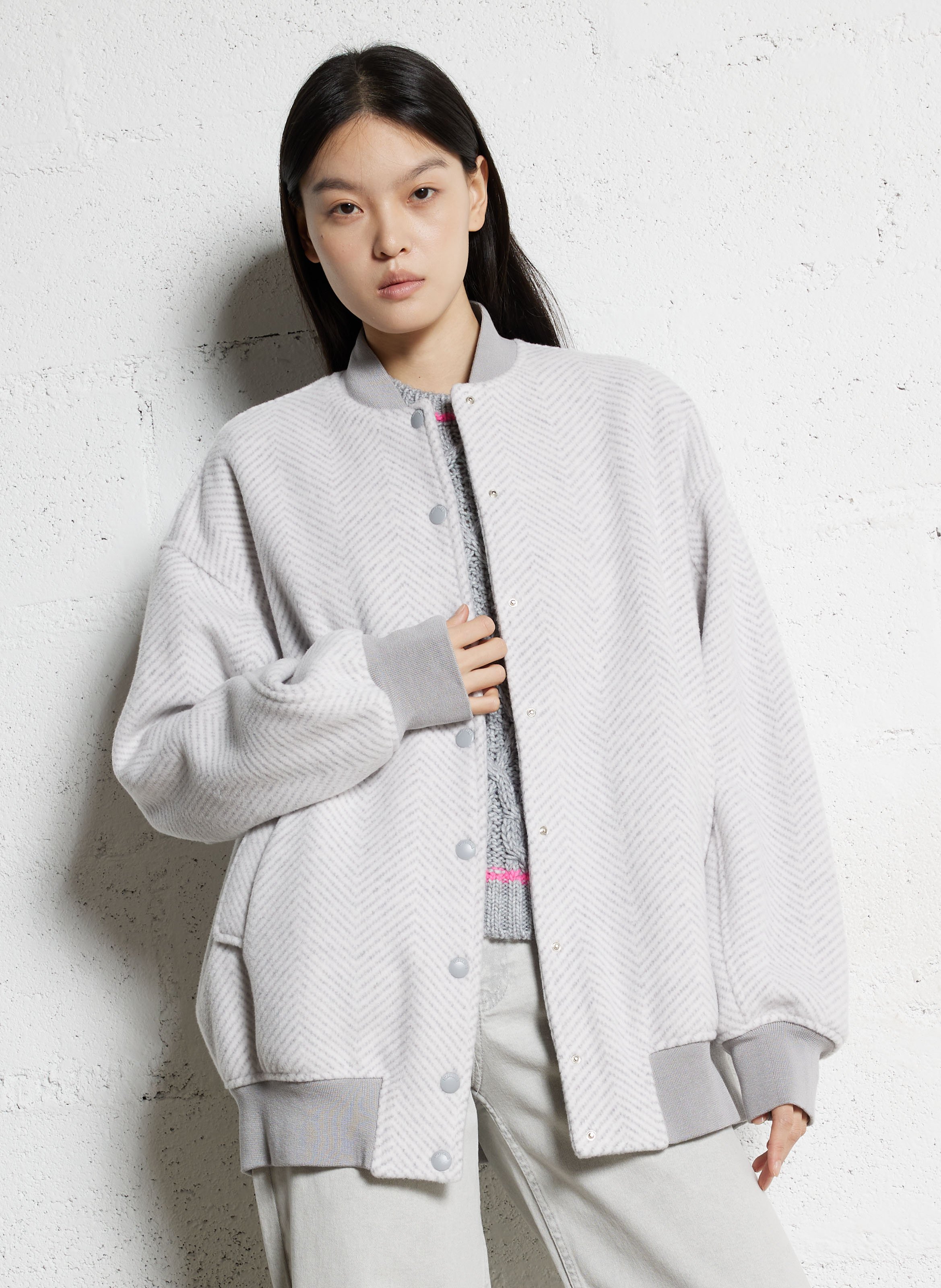 Blouson ample col teddy à motif chevrons IMPERIAL Multicolore