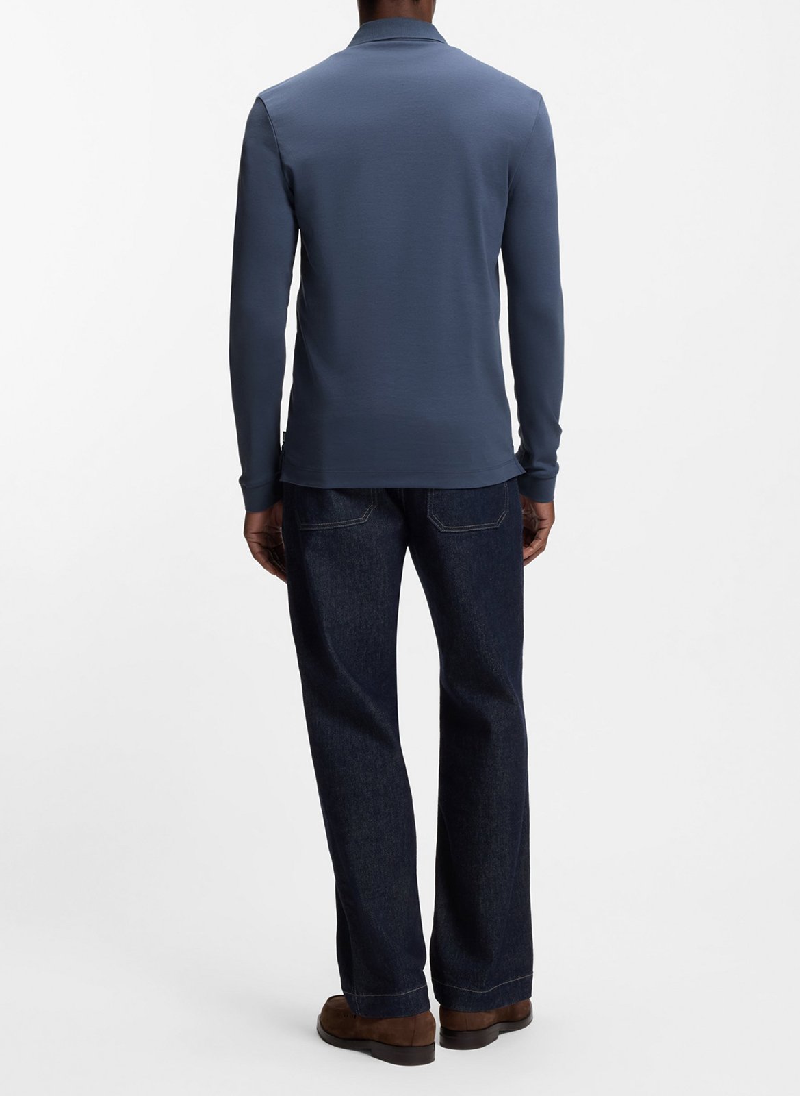 Cotton polo shirt with classic collar BOSS Blue