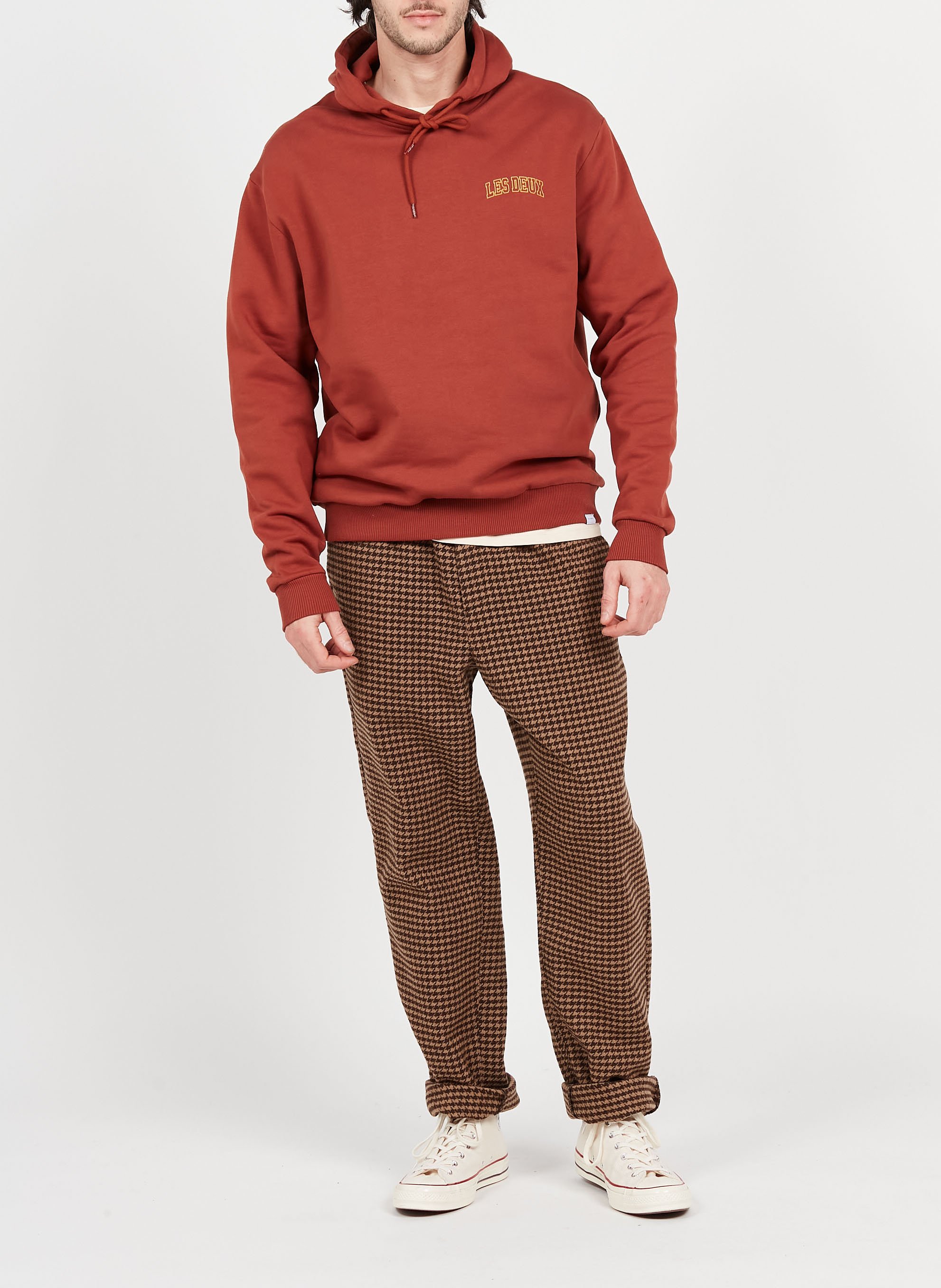 Houndstooth print wool-blend pants LES DEUX Brown