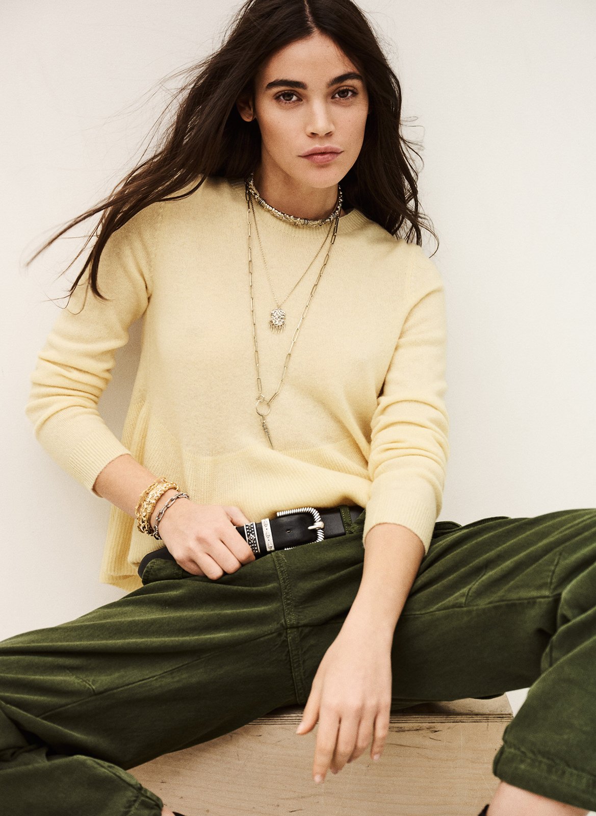 Pull évasé uni en laine mélangée BA&SH Beige