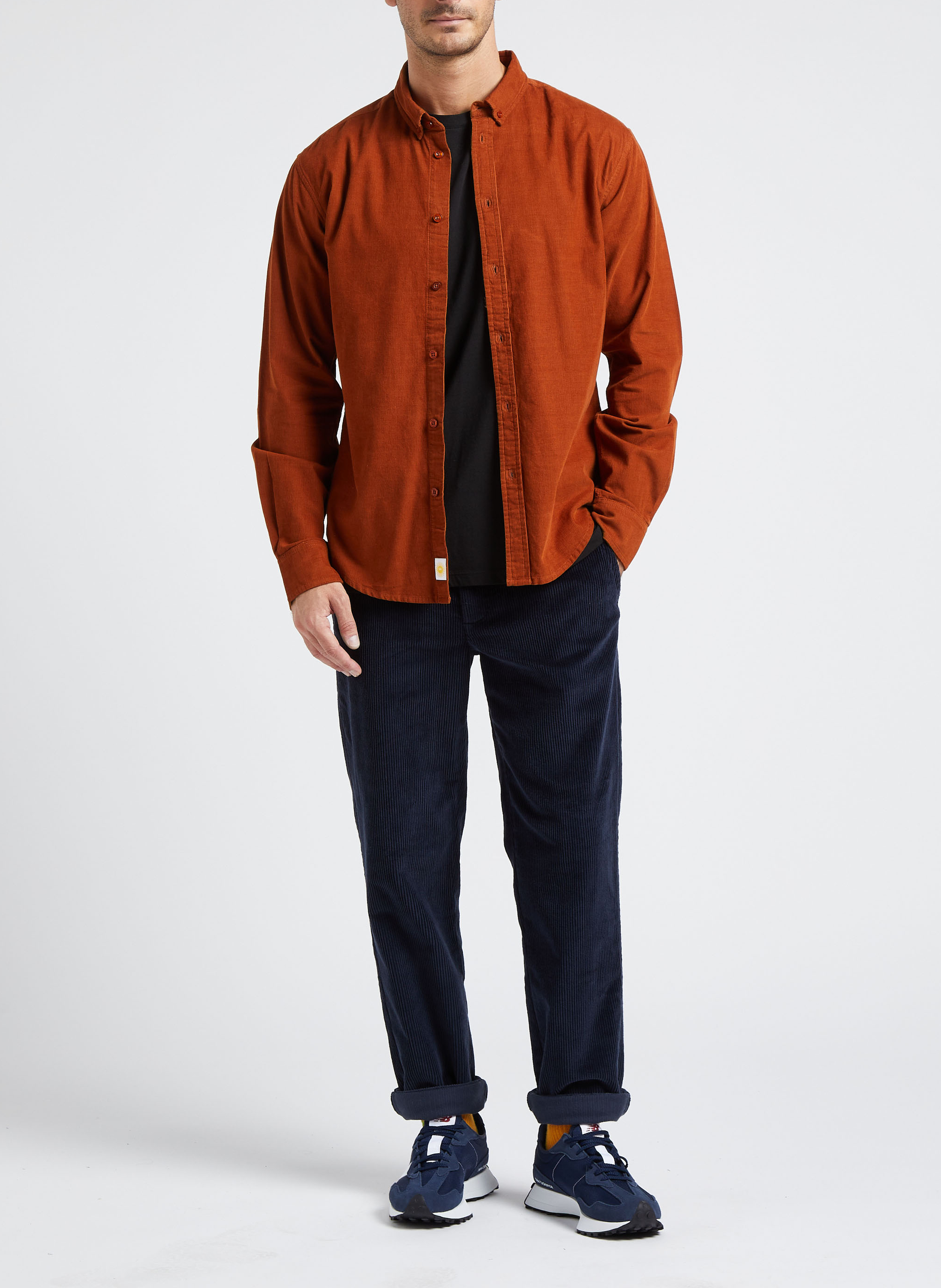 Chemise col américain regular-fit en coton  THINKING MU Orange