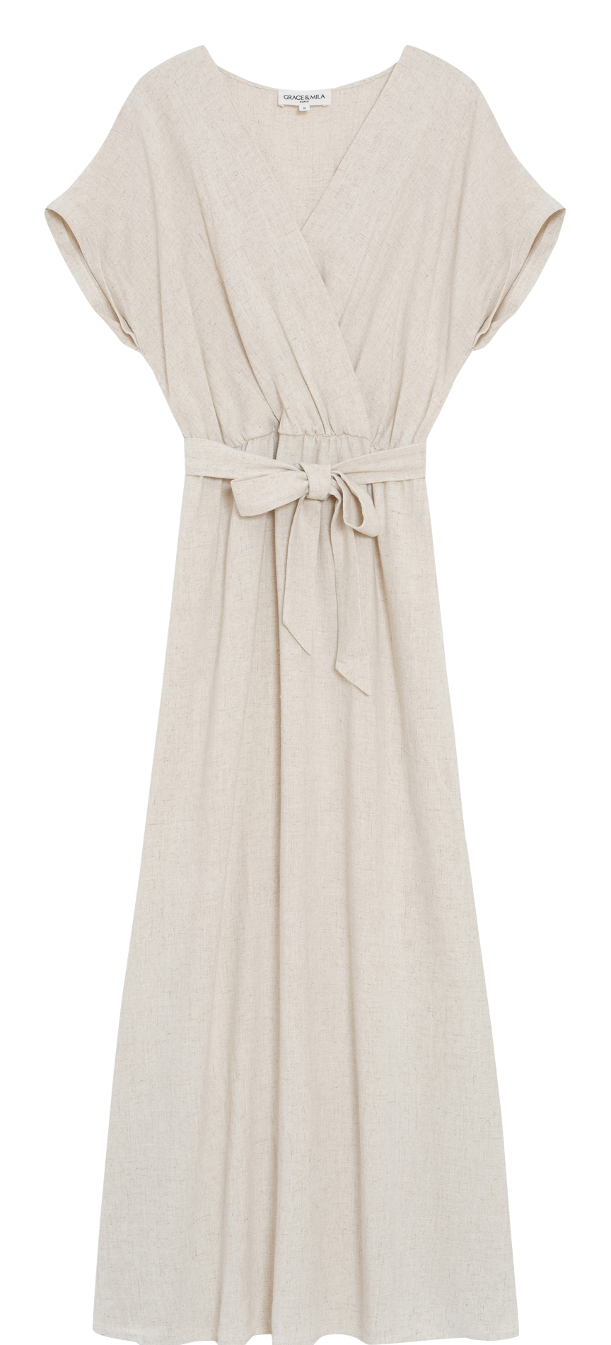Robe longue col V GRACE ET MILA Beige