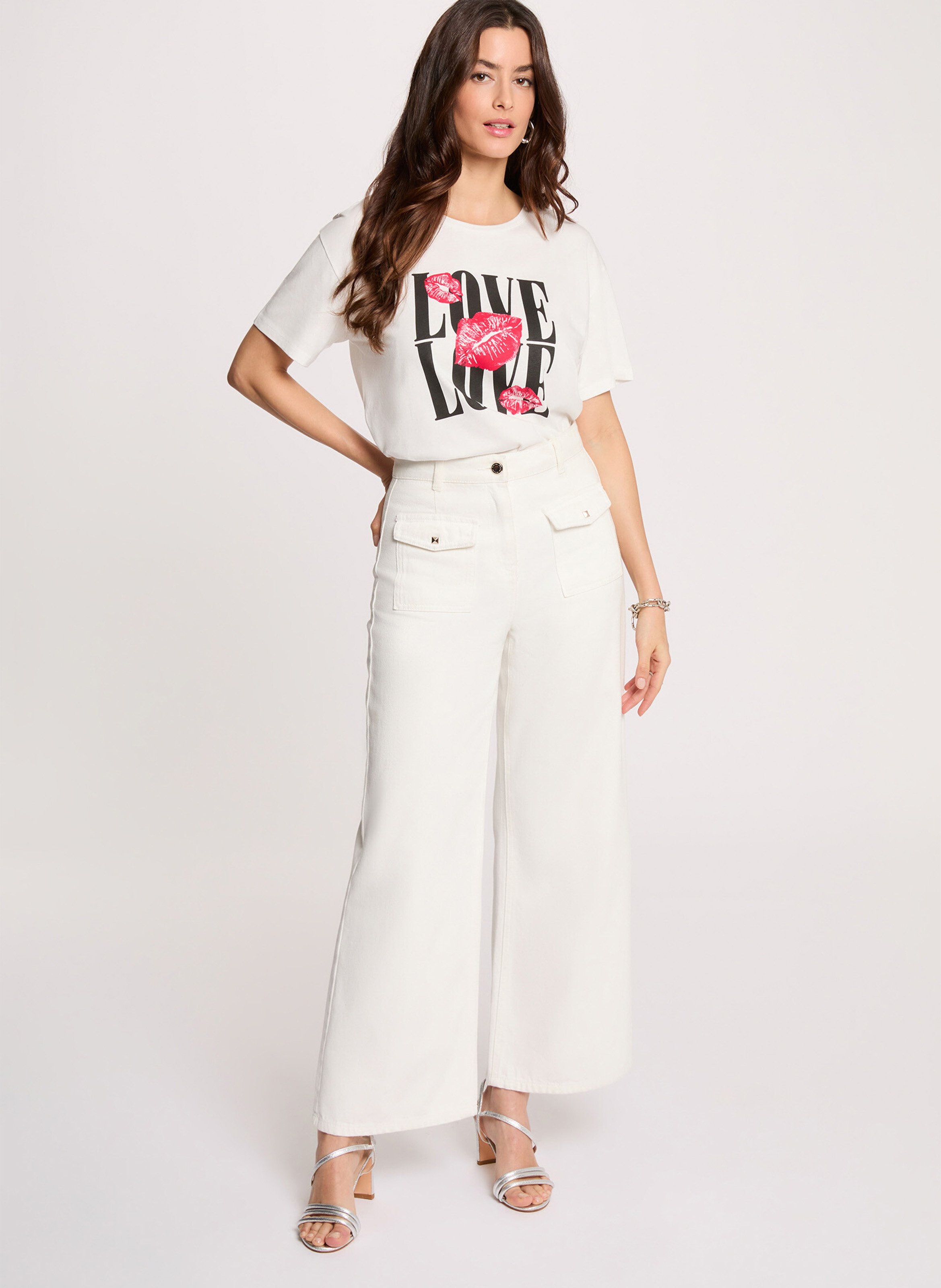 Short-sleeved screen-printed T-shirt MORGAN White